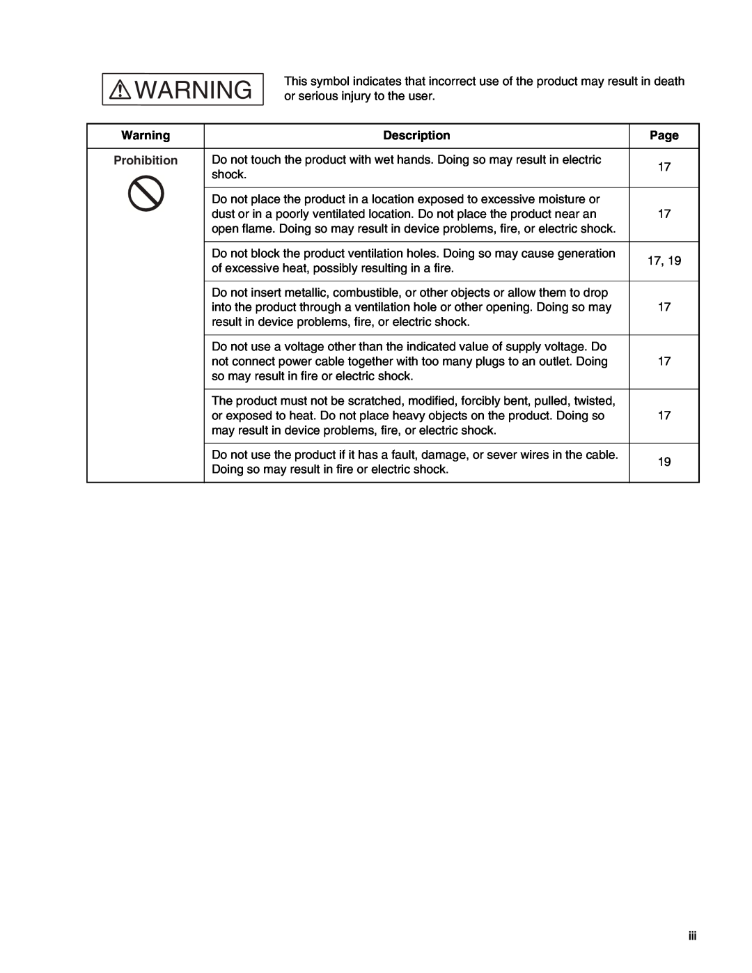 Fujitsu MB2147-01 manual Description, Page, Prohibition 