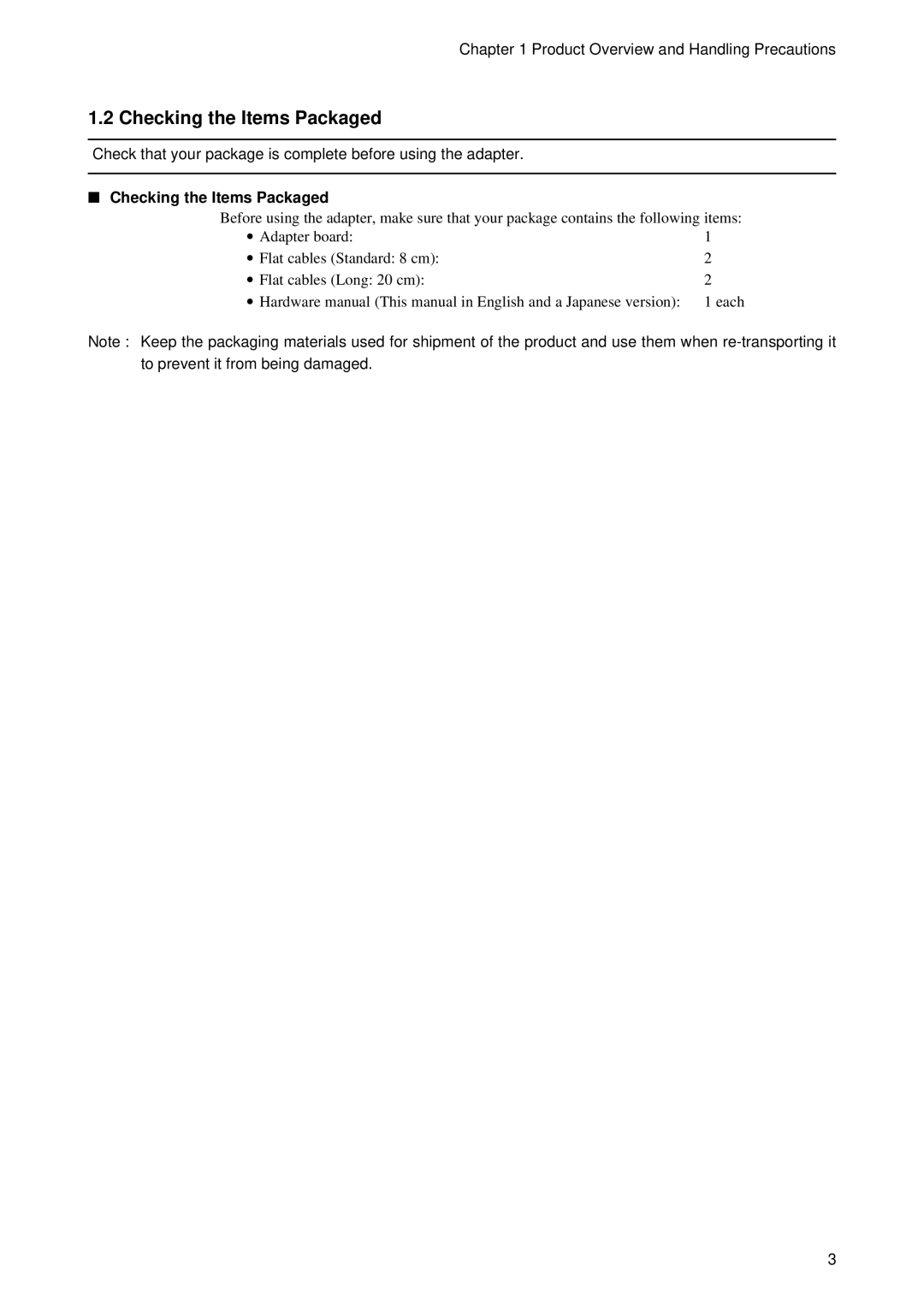 Fujitsu MB2198-130 operation manual Checking the Items Packaged 