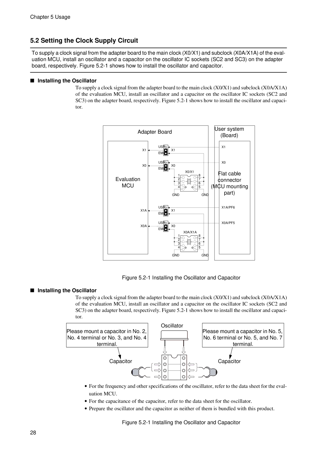 Fujitsu MB2198-130 operation manual Setting the Clock Supply Circuit, Installing the Oscillator 