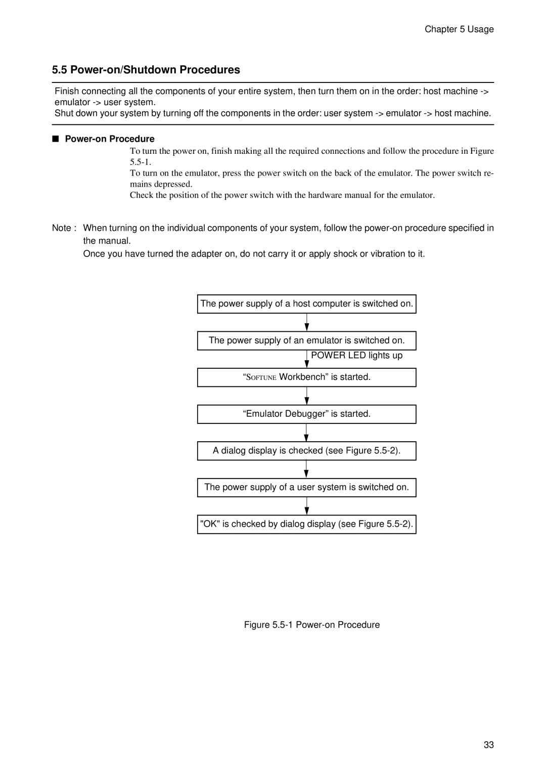 Fujitsu MB2198-130 operation manual Power-on/Shutdown Procedures, Power-on Procedure 