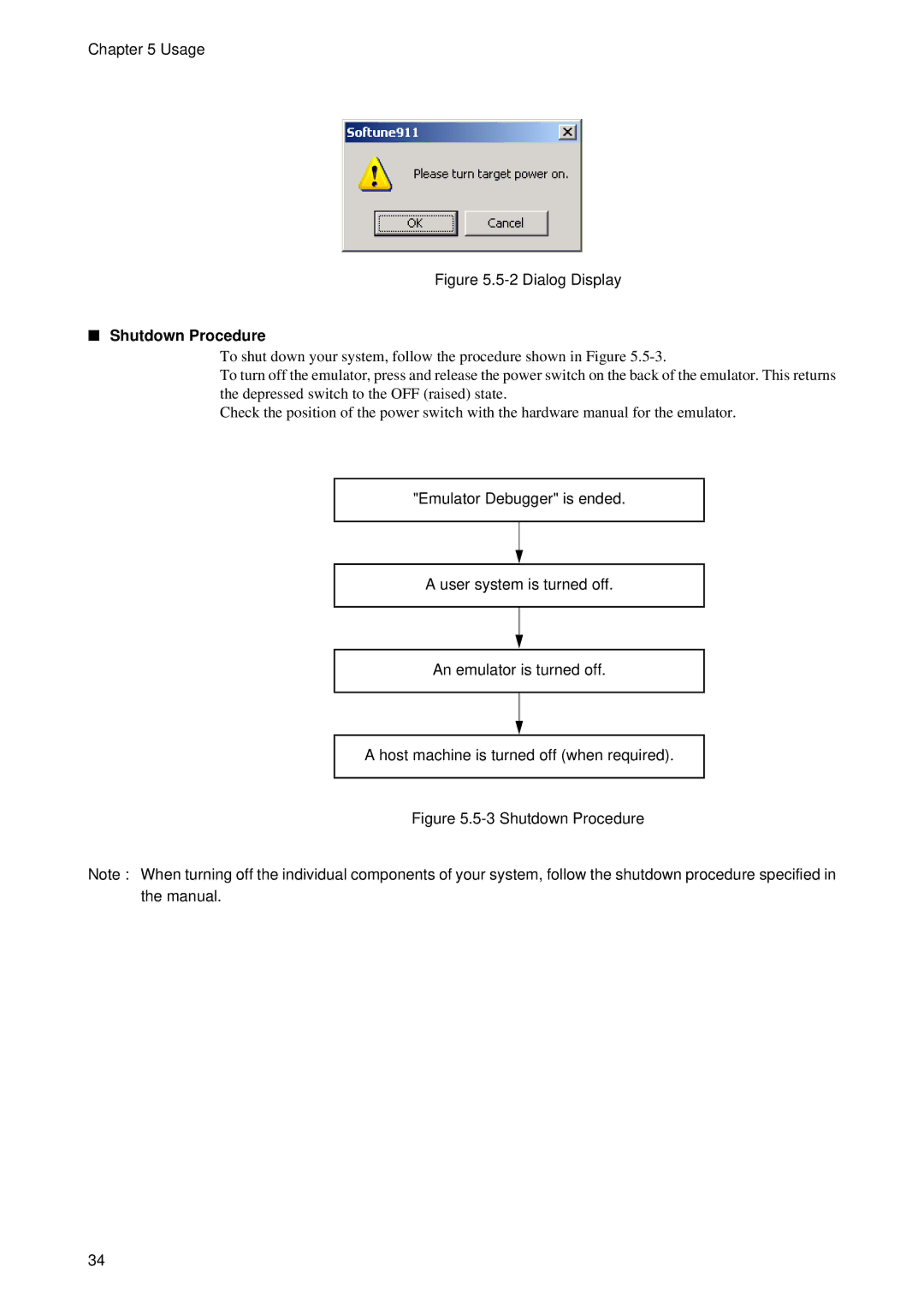 Fujitsu MB2198-130 operation manual Dialog Display, Shutdown Procedure 