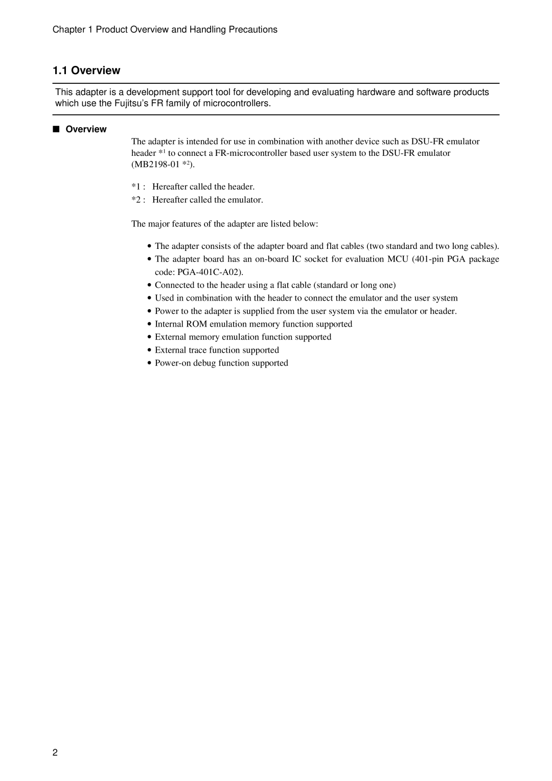 Fujitsu MB2198-130 operation manual Overview 