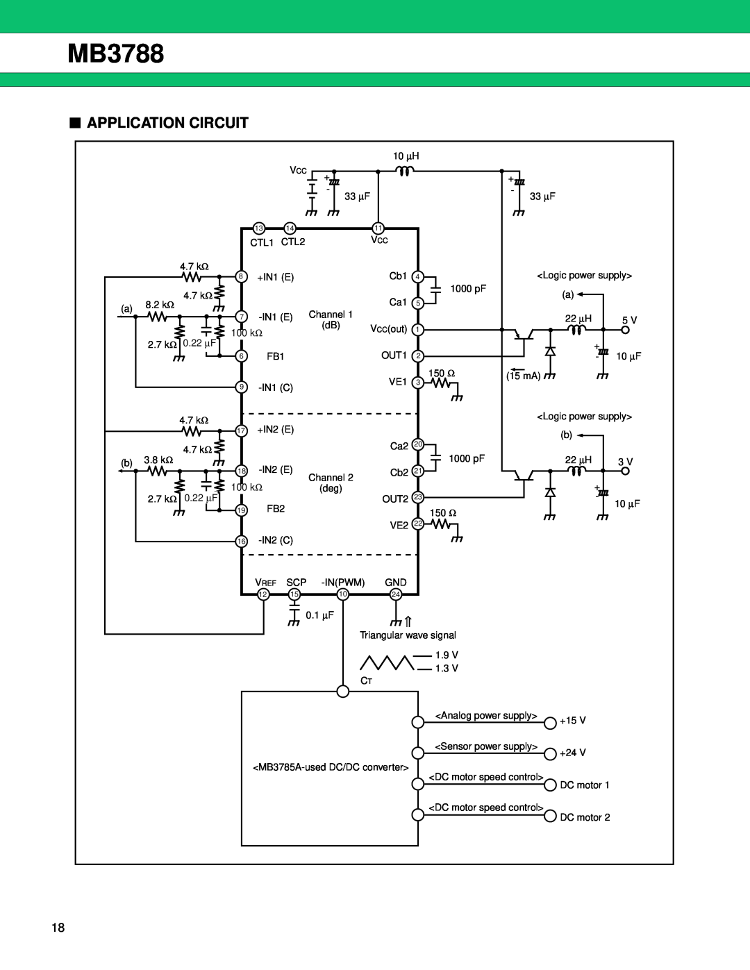 Fujitsu MB3788 manual Application Circuit 