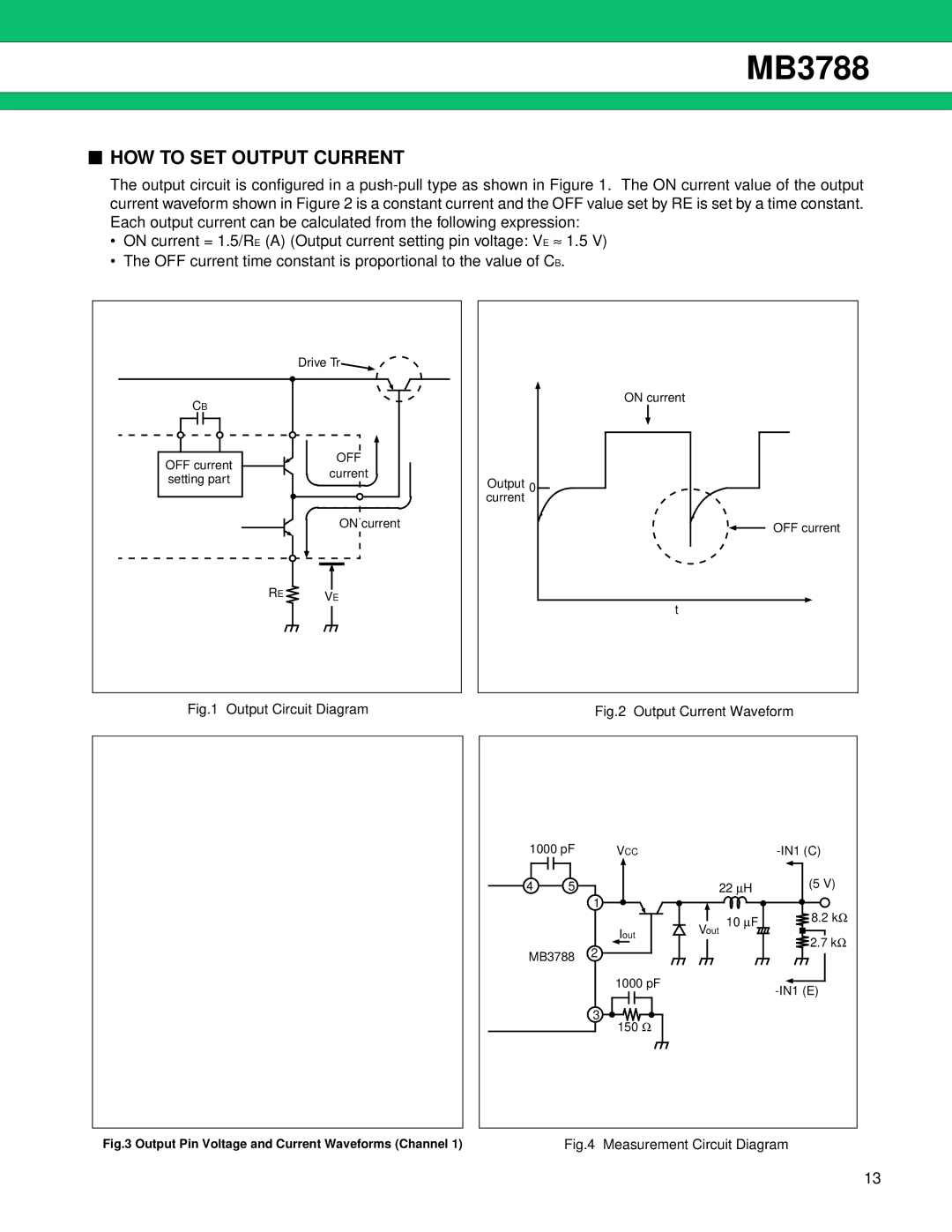 Fujitsu MB3788 manual HOW to SET Output Current, Off 