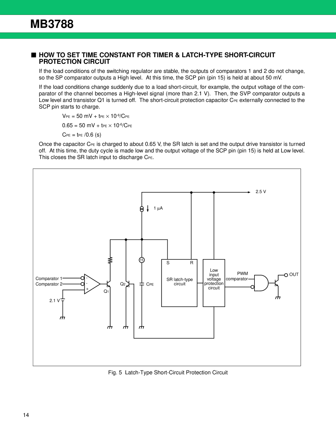 Fujitsu MB3788 manual Latch-Type Short-Circuit Protection Circuit 