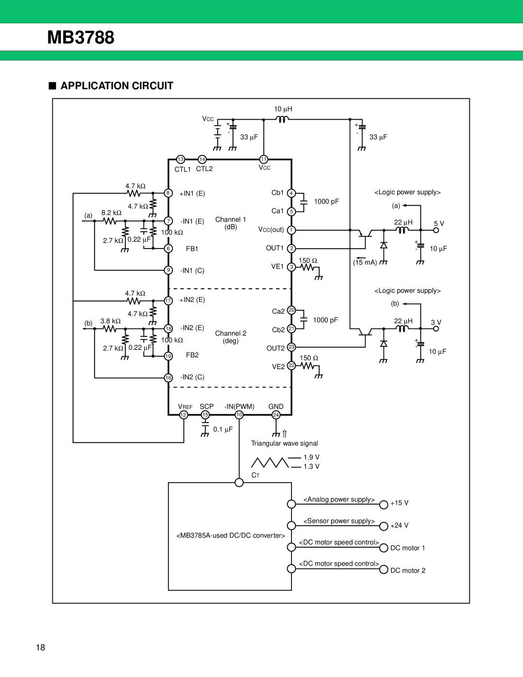 Fujitsu MB3788 manual Application Circuit, SCP Inpwm GND 