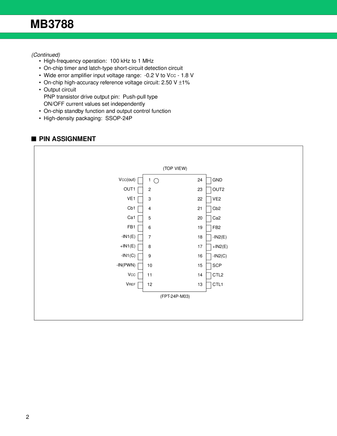 Fujitsu MB3788 manual PIN Assignment 