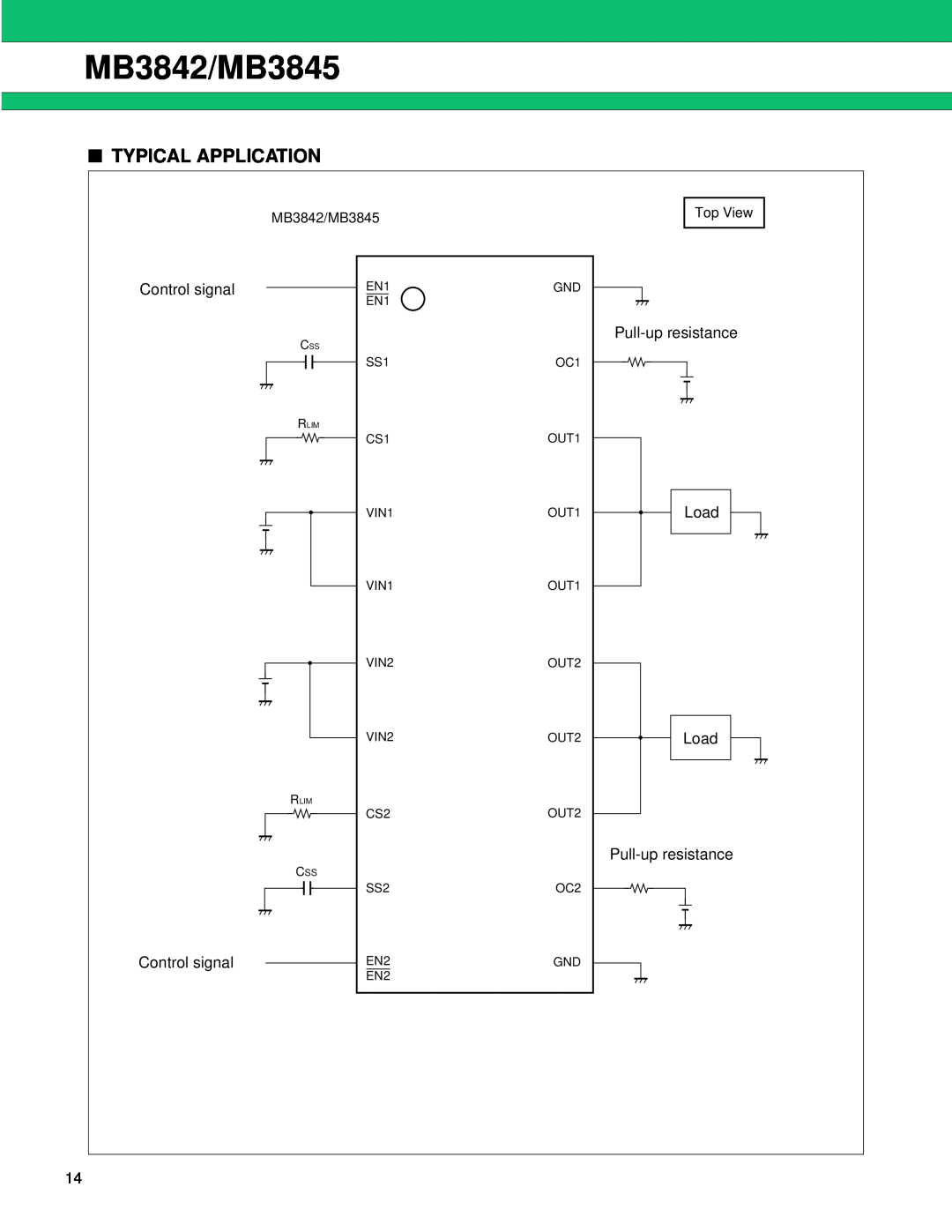Fujitsu manual Typical Application, MB3842/MB3845, Top View 