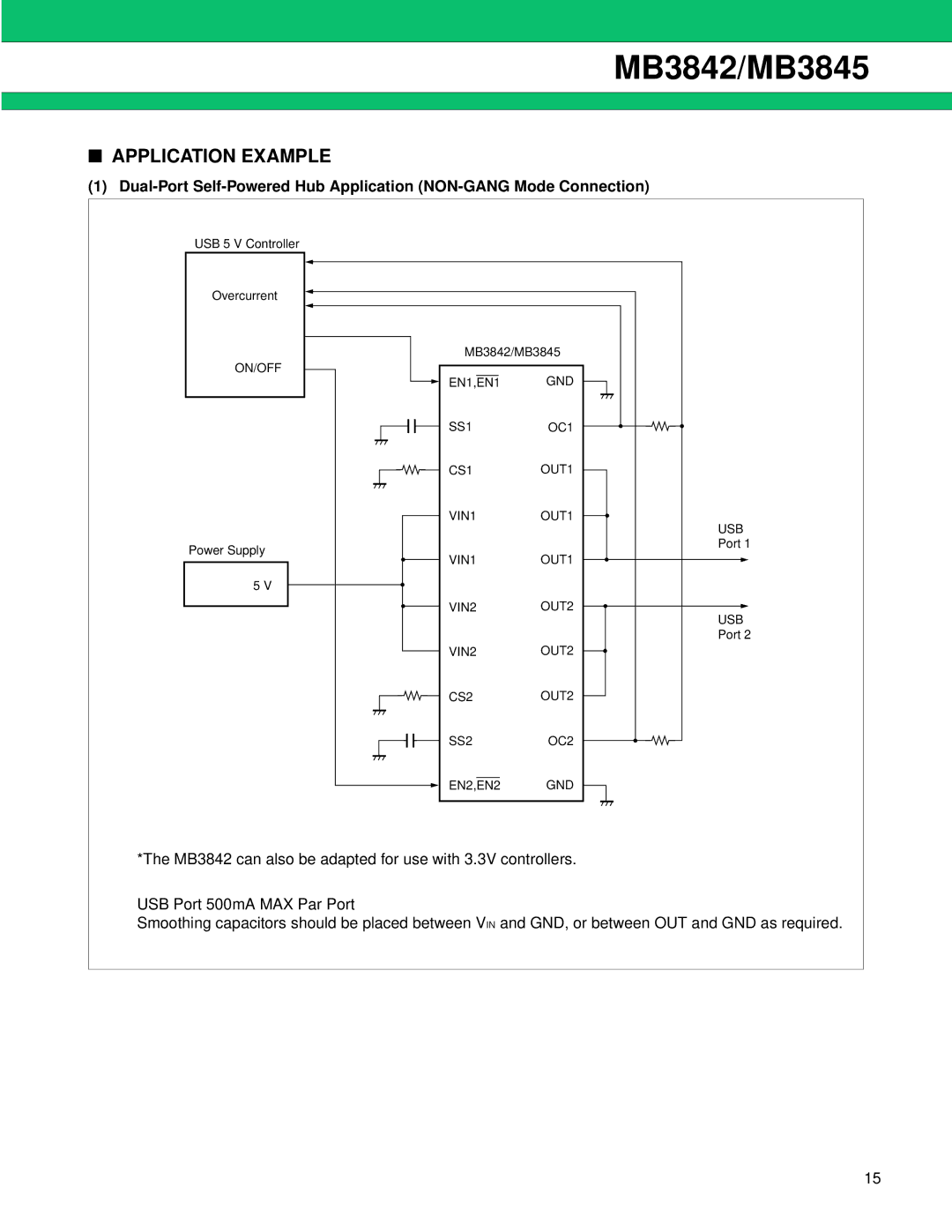 Fujitsu MB3845, MB3842 manual Application Example 