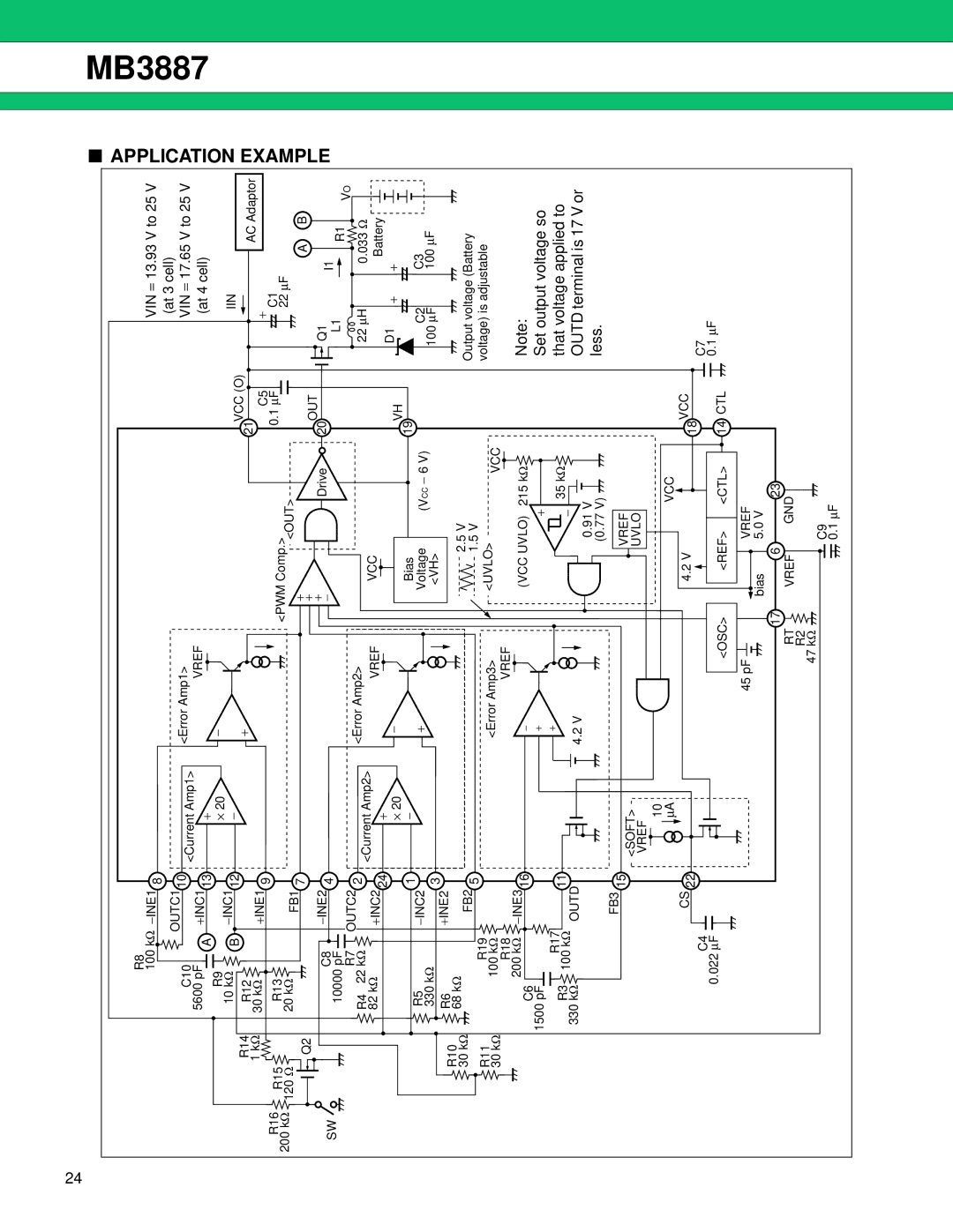 Fujitsu MB3887 manual Application Example, At 4 cell 