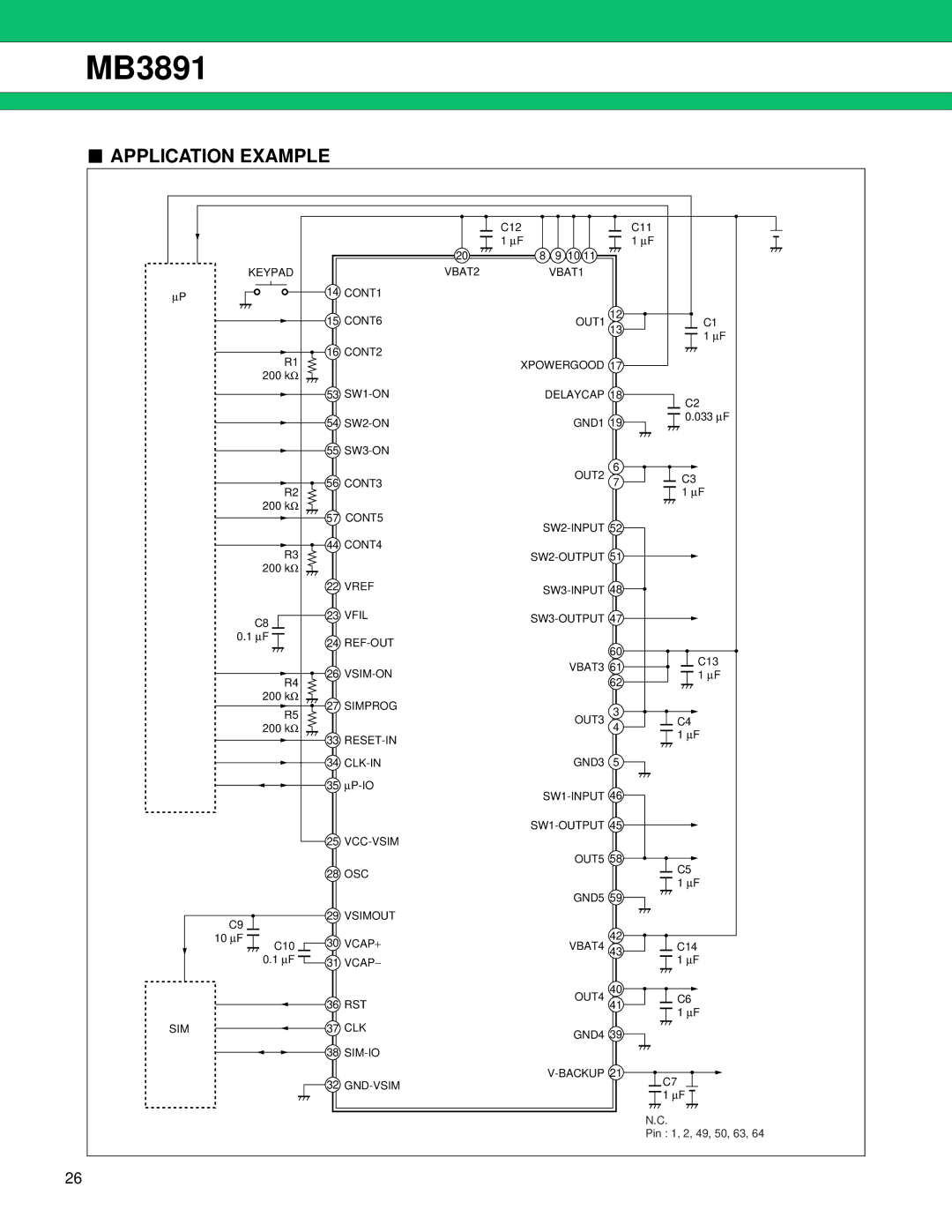 Fujitsu MB3891 manual Application Example 