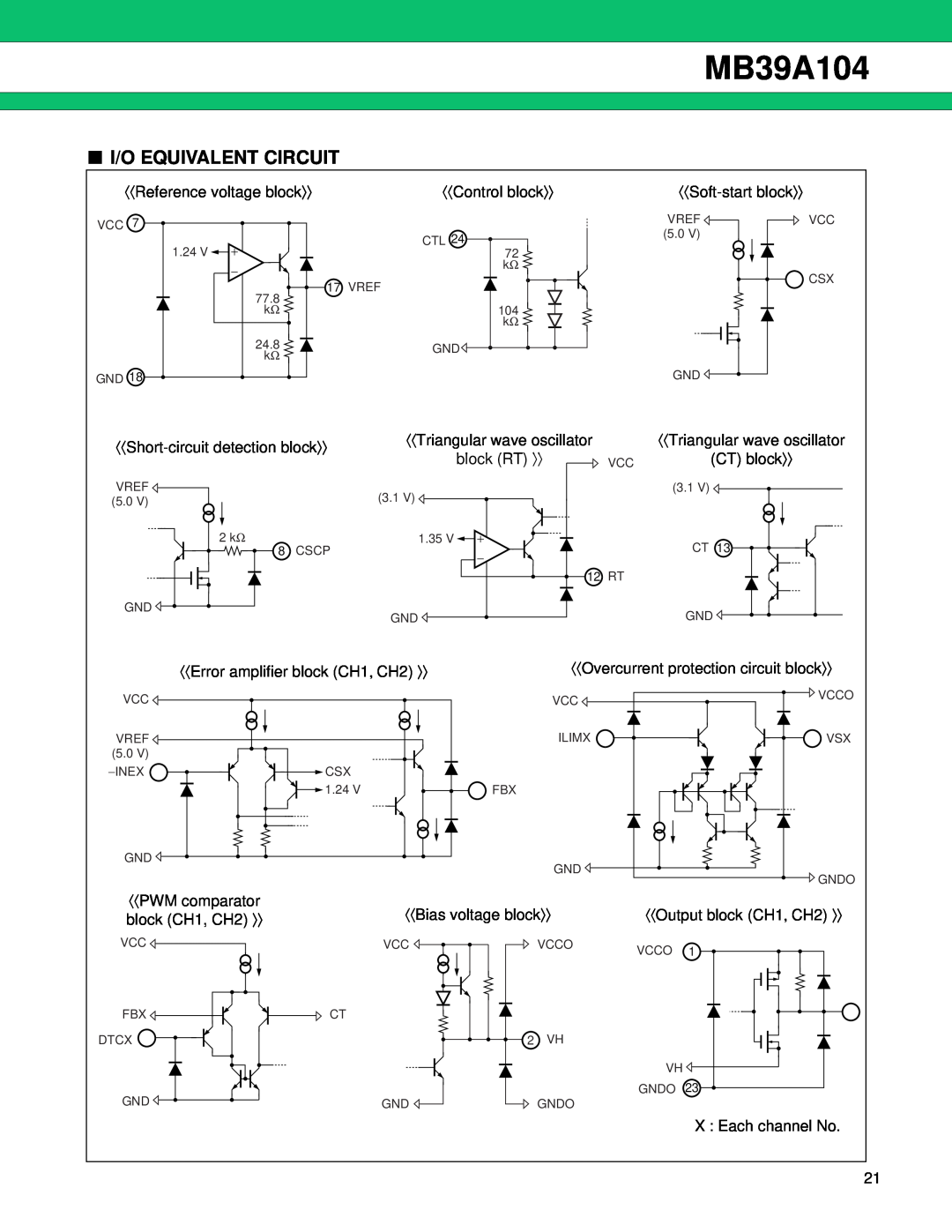 Fujitsu MB39A104 manual I/O Equivalent Circuit 