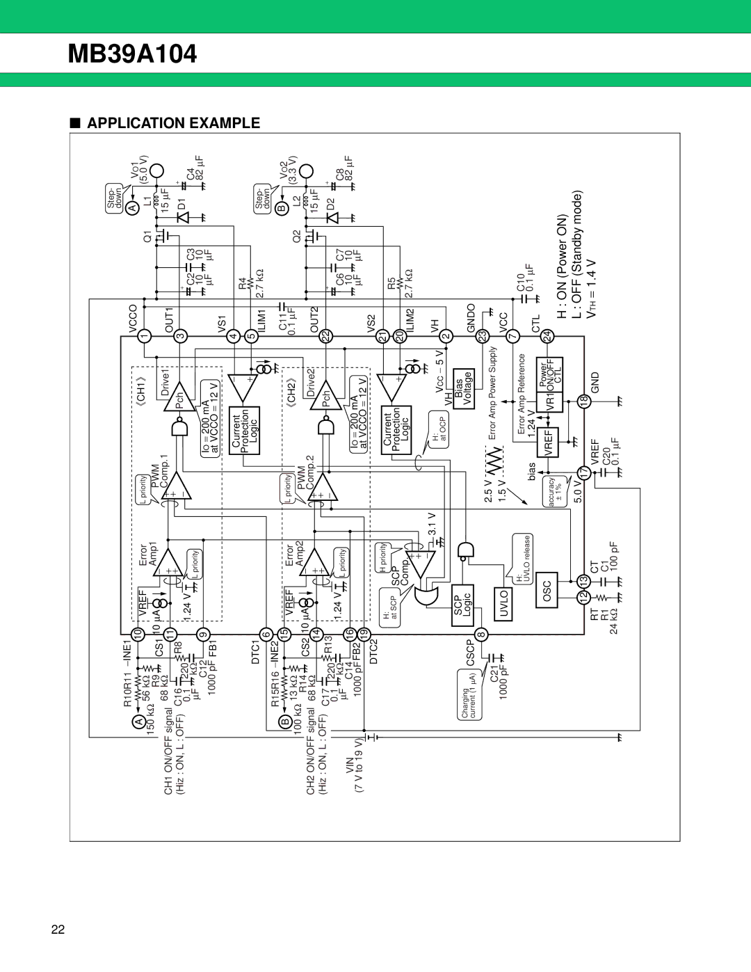 Fujitsu MB39A104 manual On Power on OFF Standby mode 