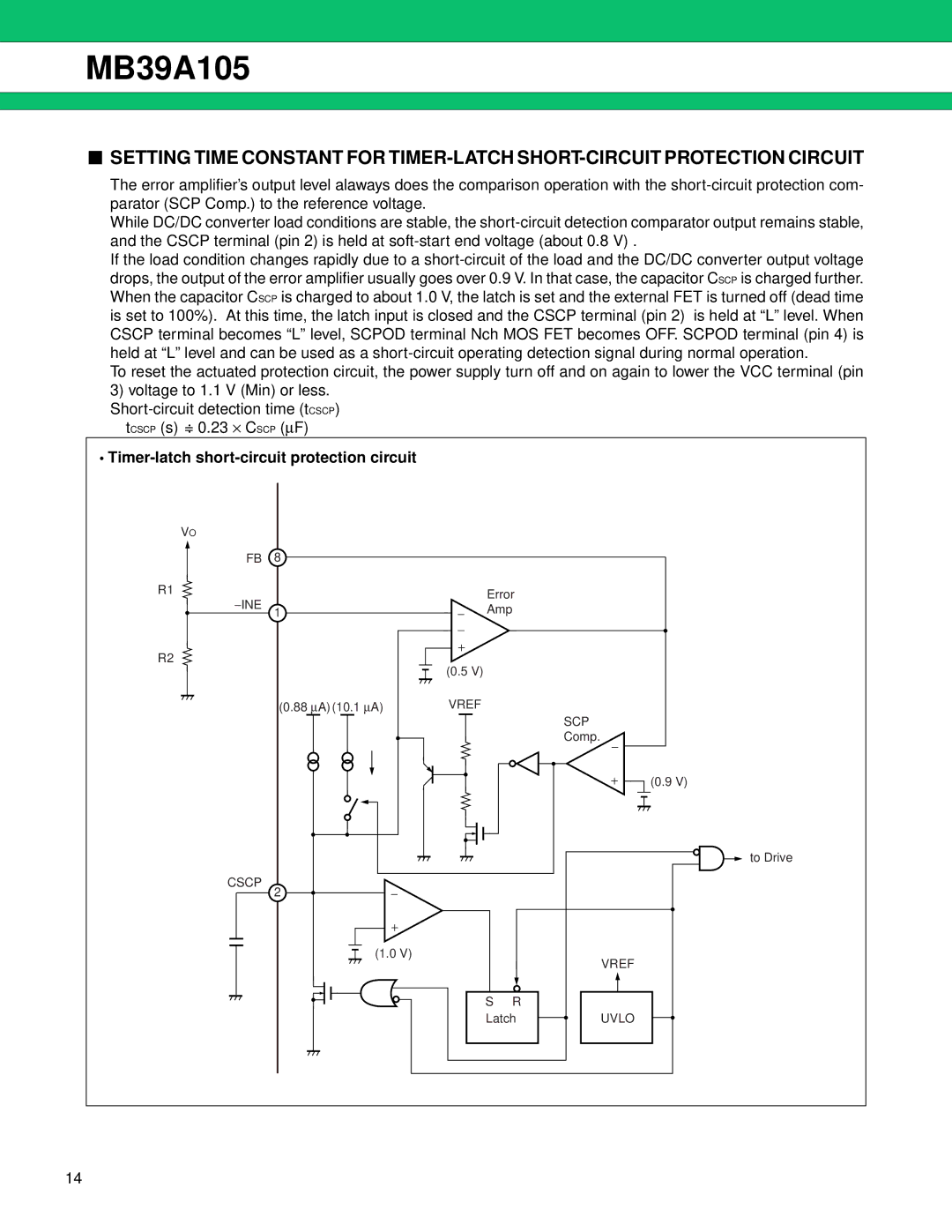 Fujitsu MB39A105 manual Timer-latch short-circuit protection circuit 