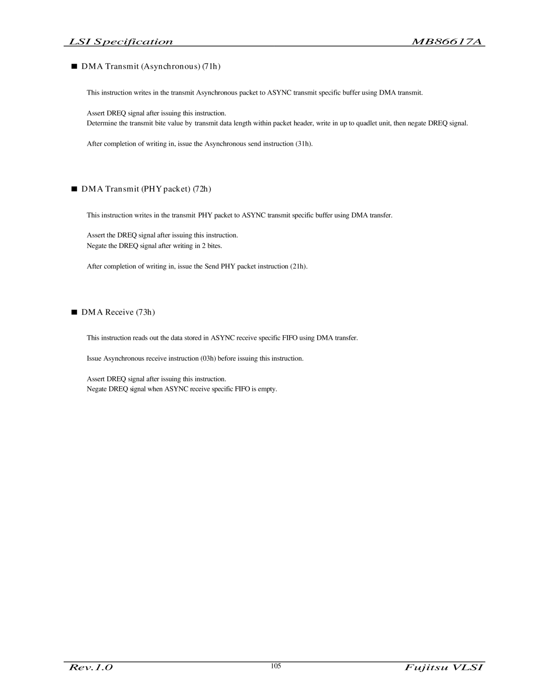 Fujitsu MB86617A manual DMA Transmit Asynchronous 71h 