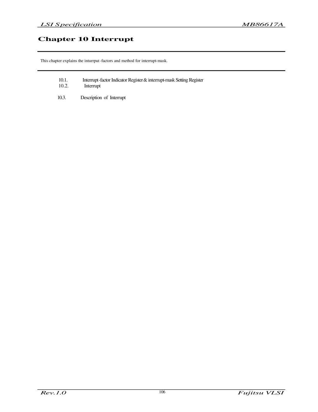 Fujitsu MB86617A manual Interrupt 