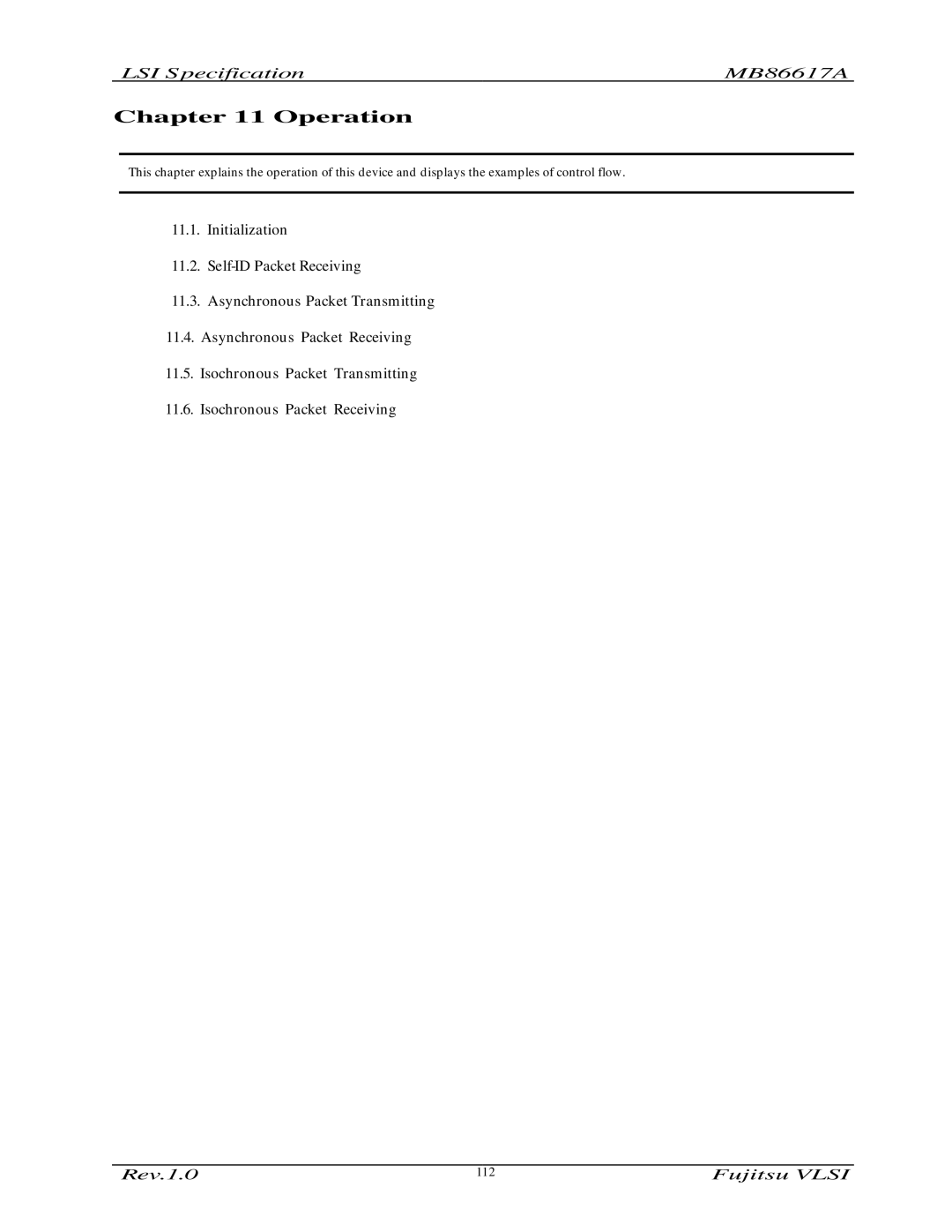 Fujitsu MB86617A manual Operation 