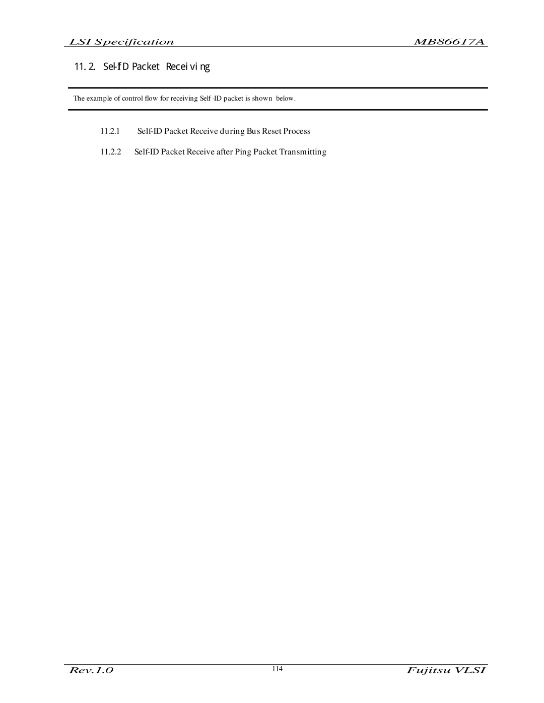 Fujitsu MB86617A manual Self-ID Packet Receiving 