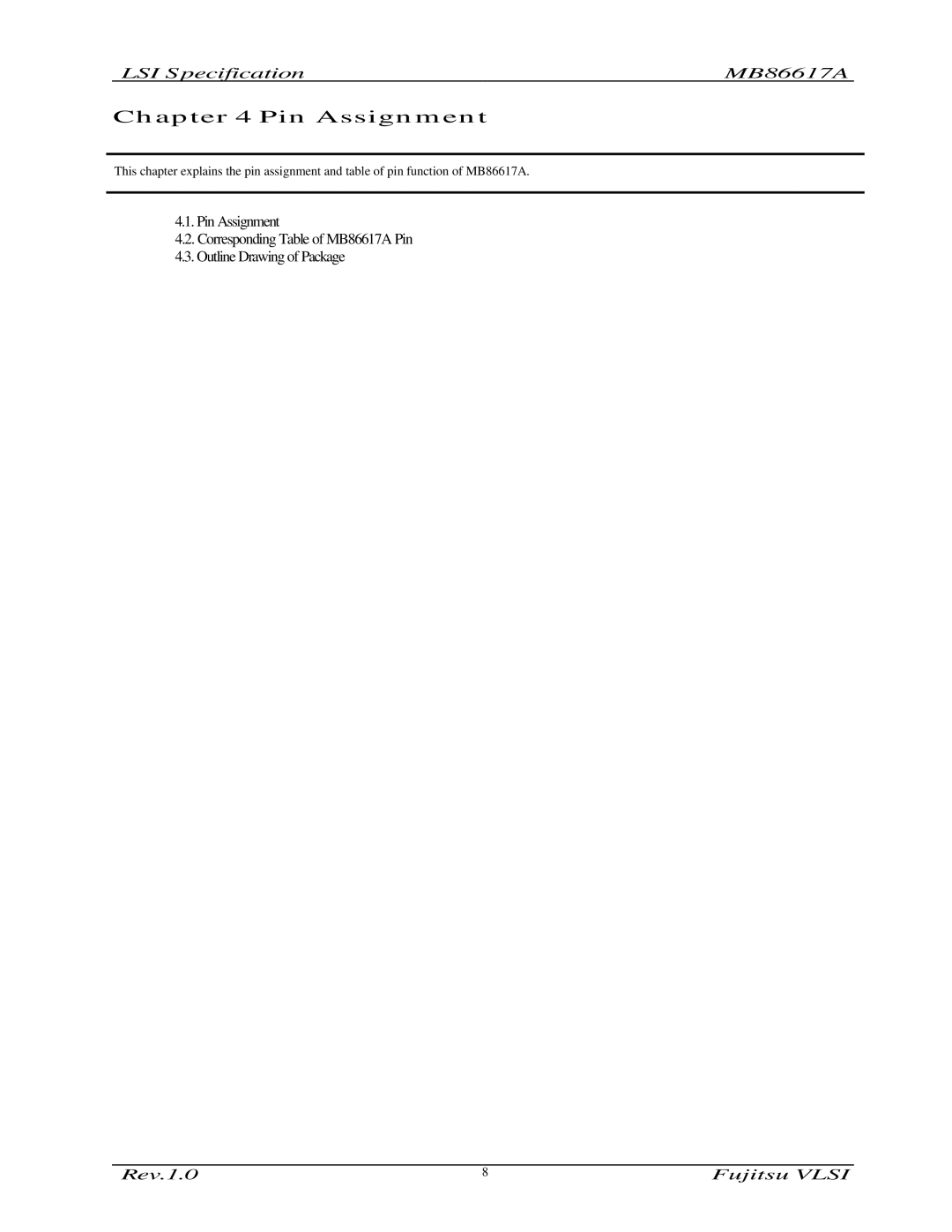 Fujitsu MB86617A manual Pin Assignment 