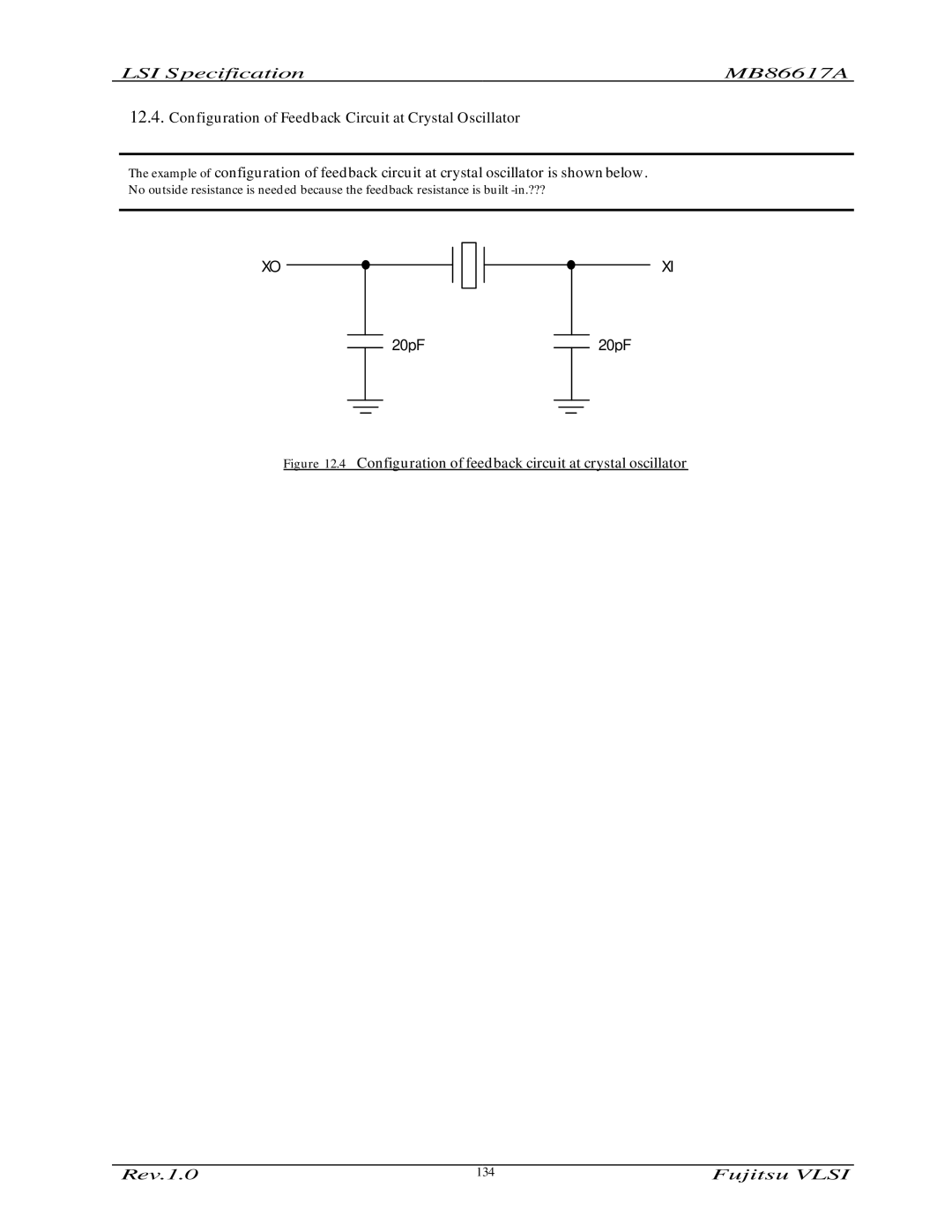 Fujitsu MB86617A manual Configuration of Feedback Circuit at Crystal Oscillator 