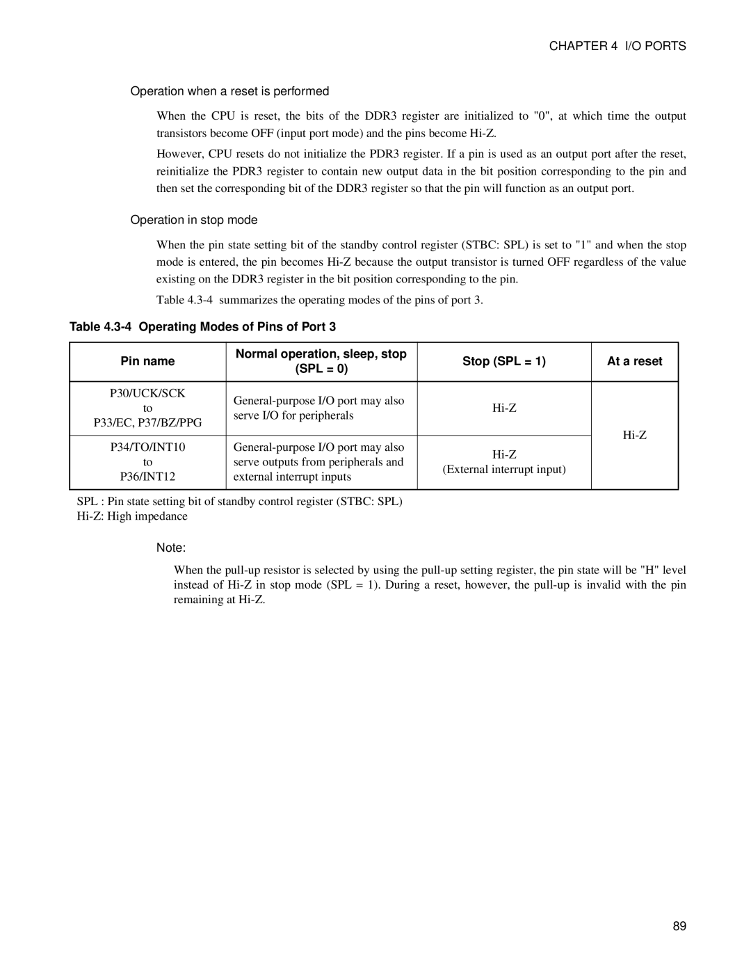 Fujitsu F202RA, MB89202 manual Operation when a reset is performed, P30/UCK/SCK 