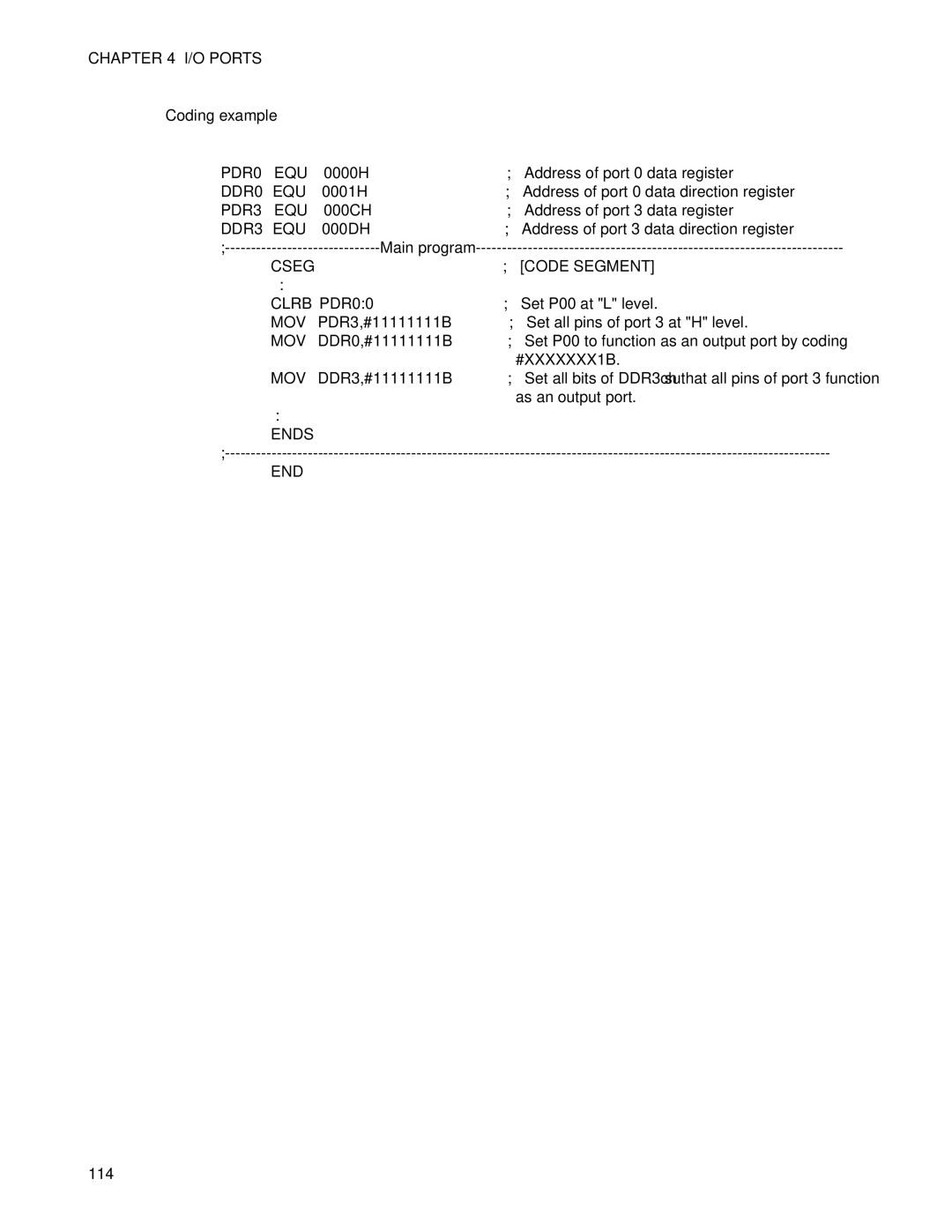 Fujitsu MB89202, F202RA manual Coding example, 114 