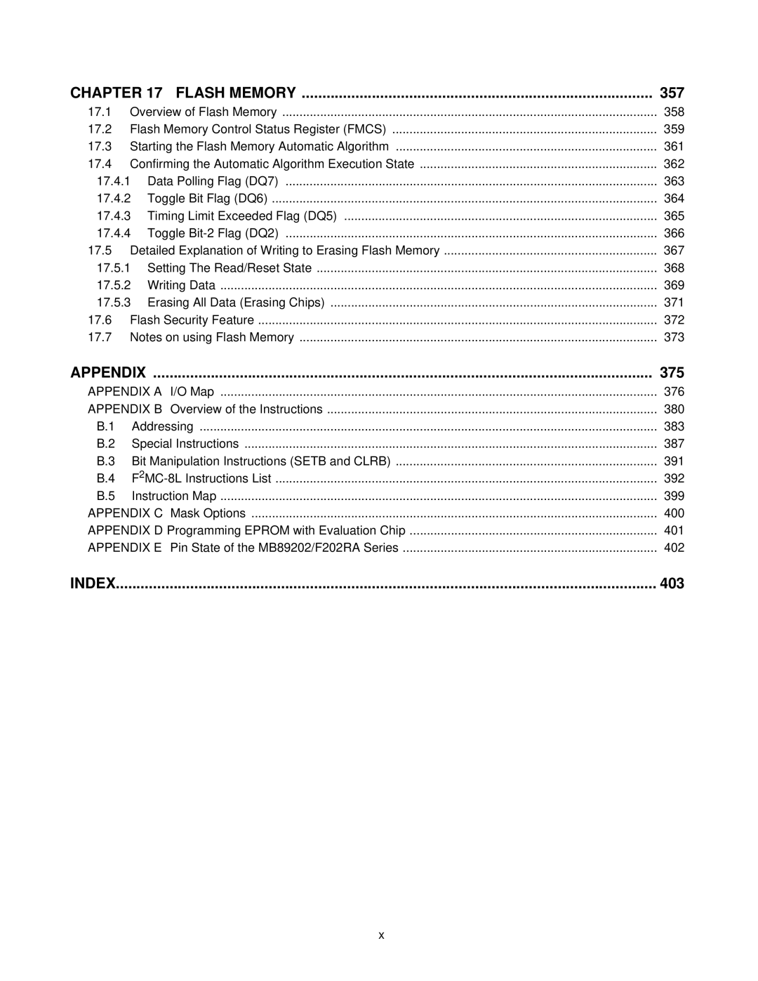 Fujitsu MB89202, F202RA manual 357, 375, 403, Appendix a 