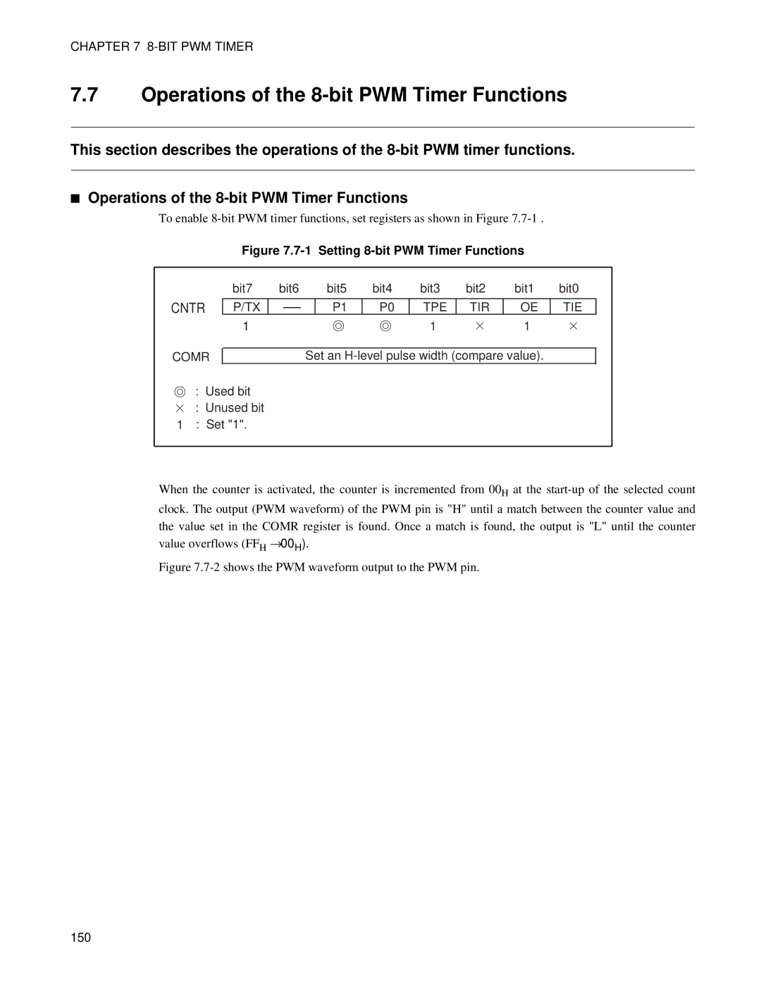 Fujitsu MB89202, F202RA manual Operations of the 8-bit PWM Timer Functions, Setting 8-bit PWM Timer Functions 