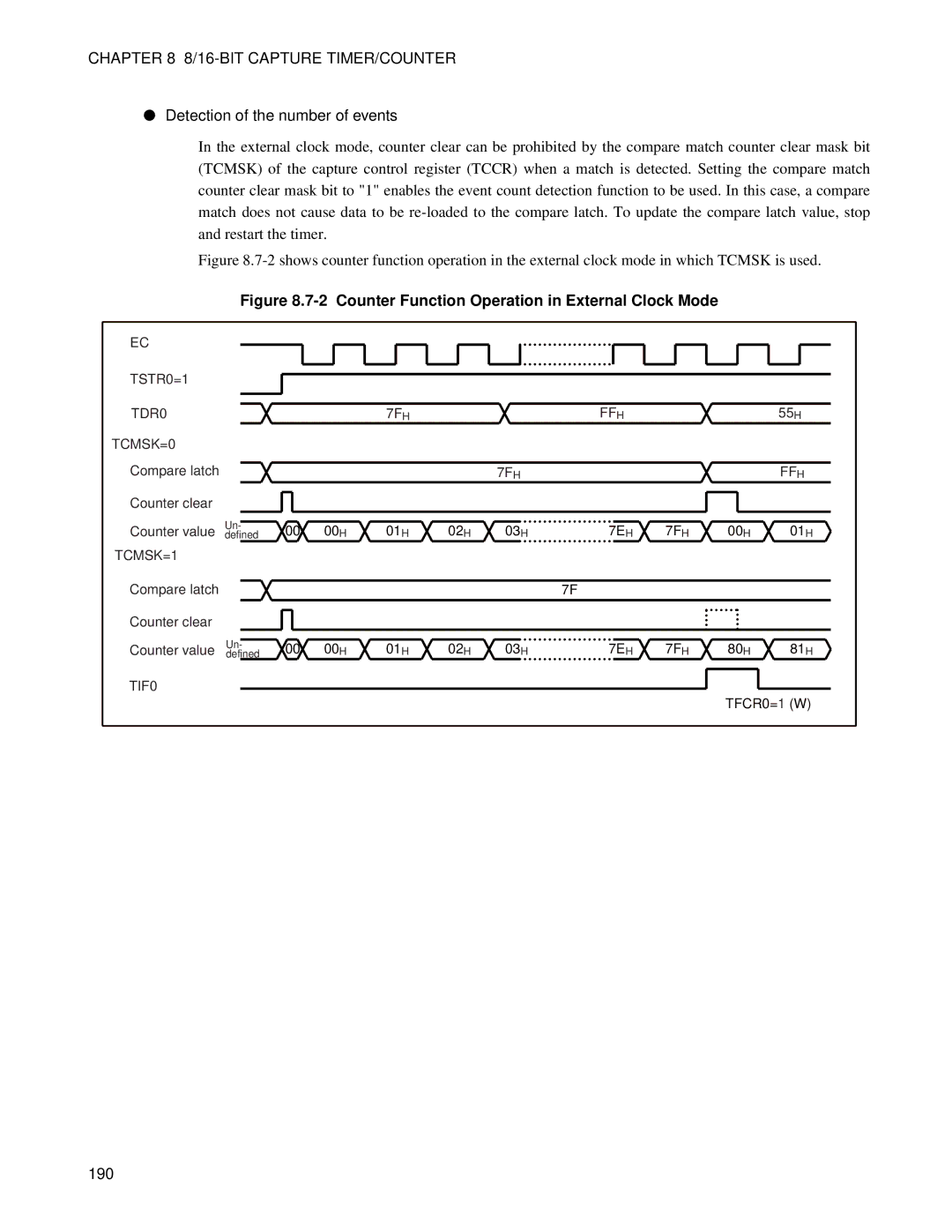 Fujitsu MB89202, F202RA manual Detection of the number of events, 190 