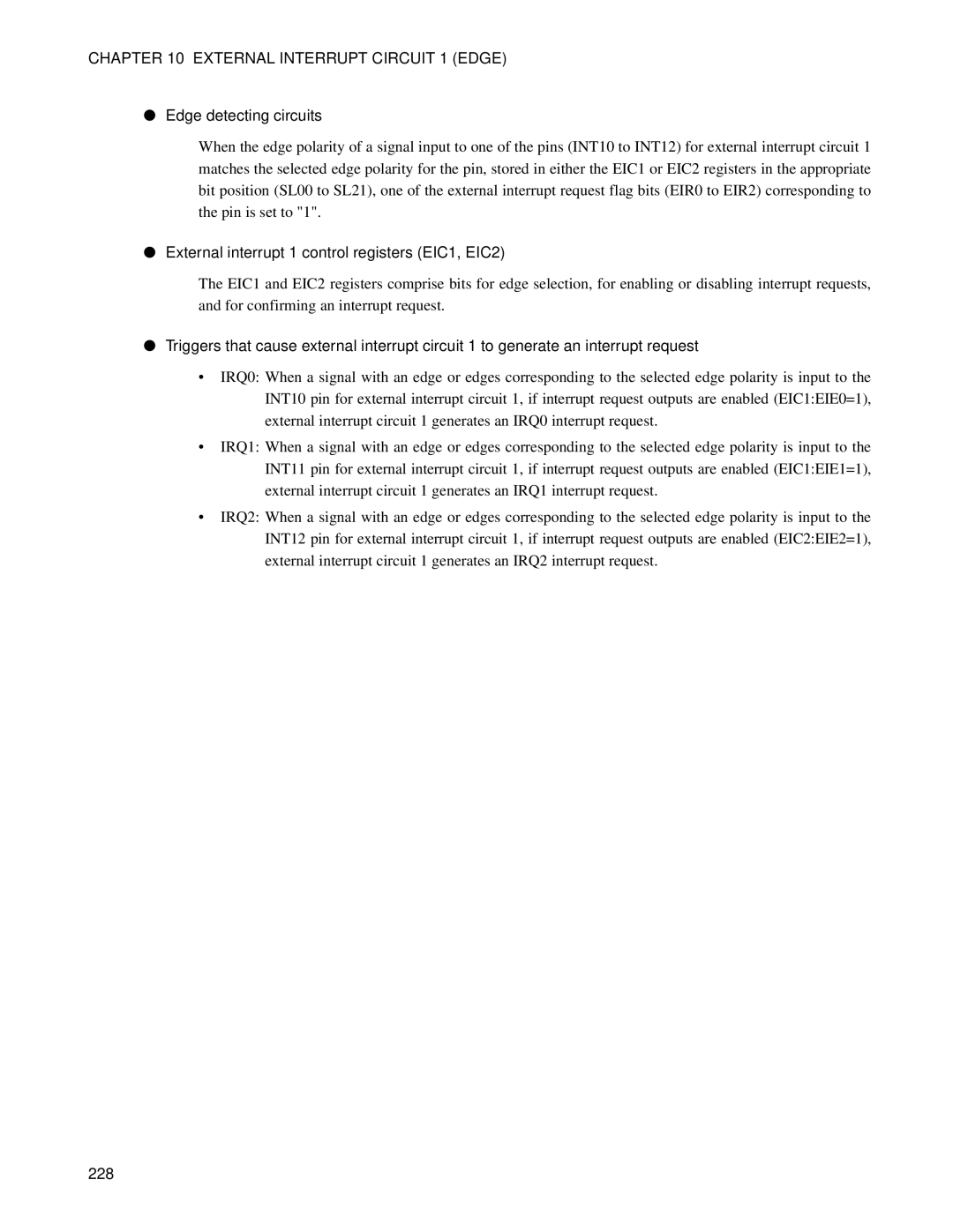 Fujitsu MB89202, F202RA manual Edge detecting circuits, External interrupt 1 control registers EIC1, EIC2, 228 