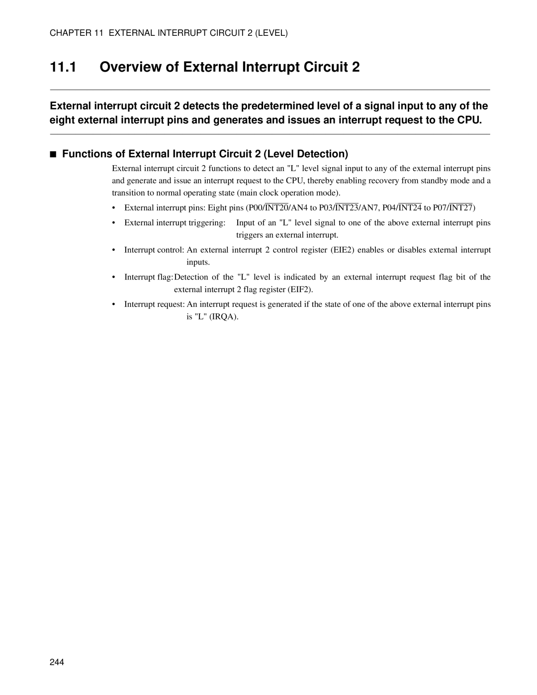 Fujitsu MB89202, F202RA manual Overview of External Interrupt Circuit, External Interrupt Circuit 2 Level 