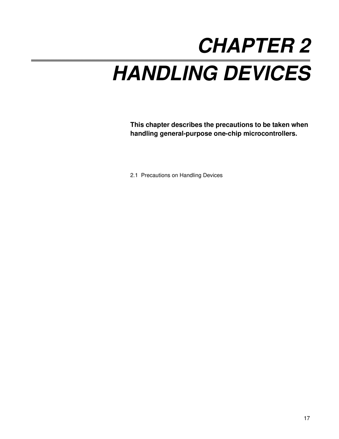 Fujitsu F202RA, MB89202 manual Chapter Handling Devices, Precautions on Handling Devices 