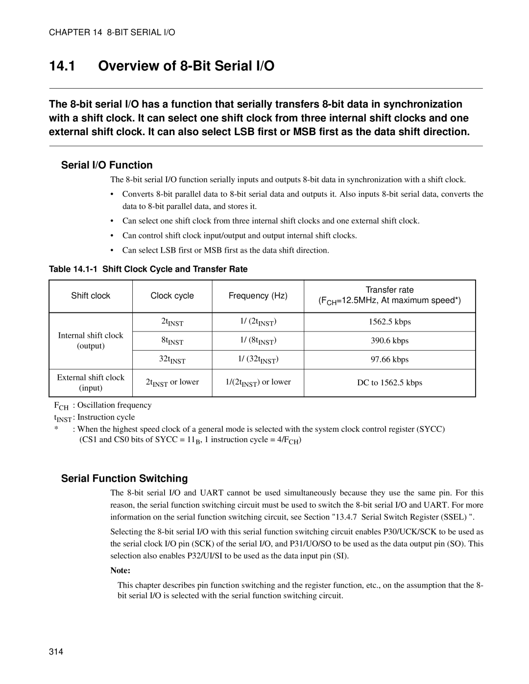 Fujitsu MB89202, F202RA manual Overview of 8-Bit Serial I/O, Serial Function Switching, BIT Serial I/O 