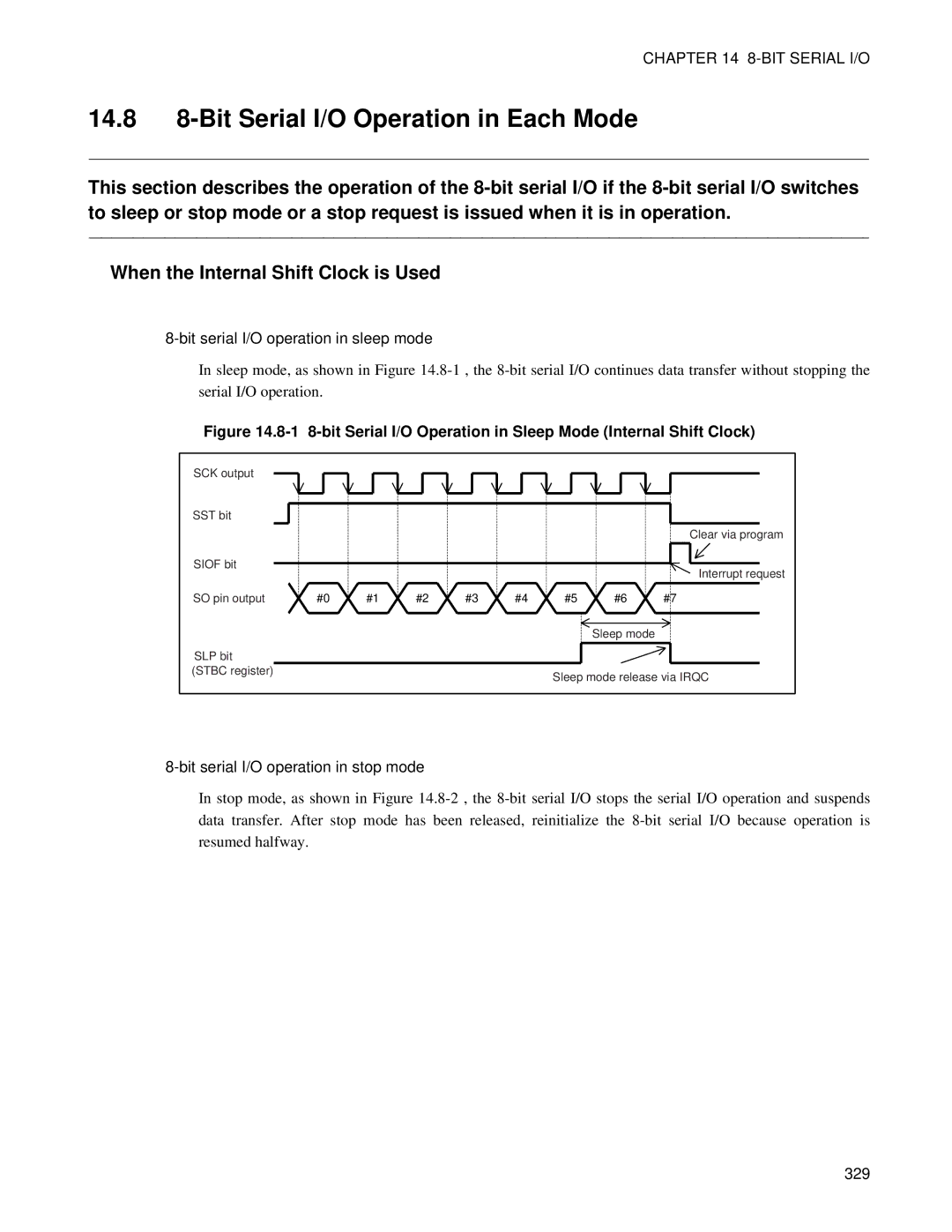 Fujitsu F202RA, MB89202 manual 14.8 8-Bit Serial I/O Operation in Each Mode, Bit serial I/O operation in sleep mode 