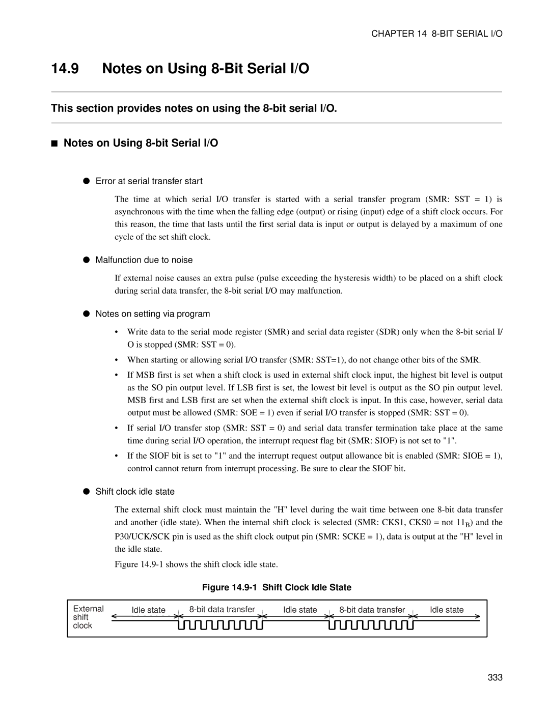 Fujitsu F202RA, MB89202 manual This section provides notes on using the 8-bit serial I/O, Error at serial transfer start 