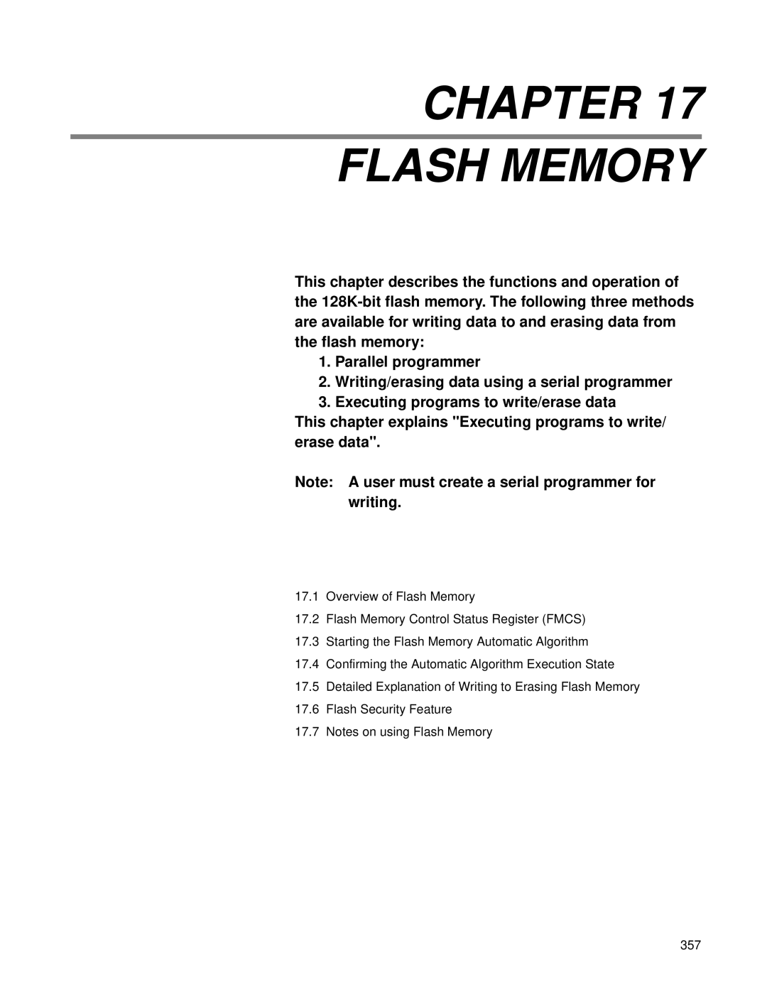 Fujitsu F202RA, MB89202 manual Chapter Flash Memory 