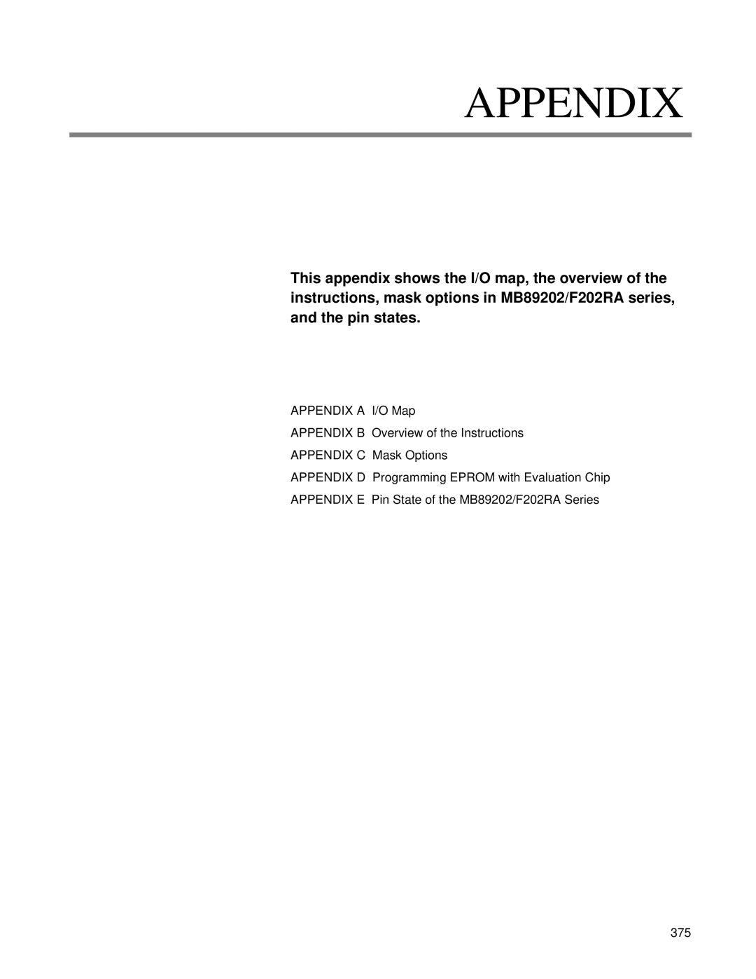 Fujitsu F202RA, MB89202 manual Appendix 