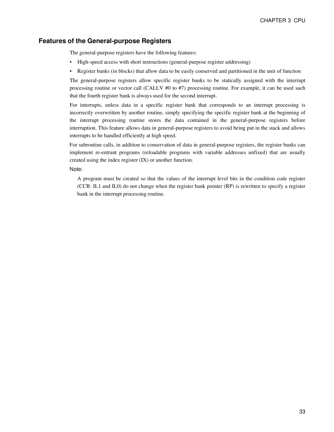 Fujitsu F202RA, MB89202 manual Features of the General-purpose Registers 