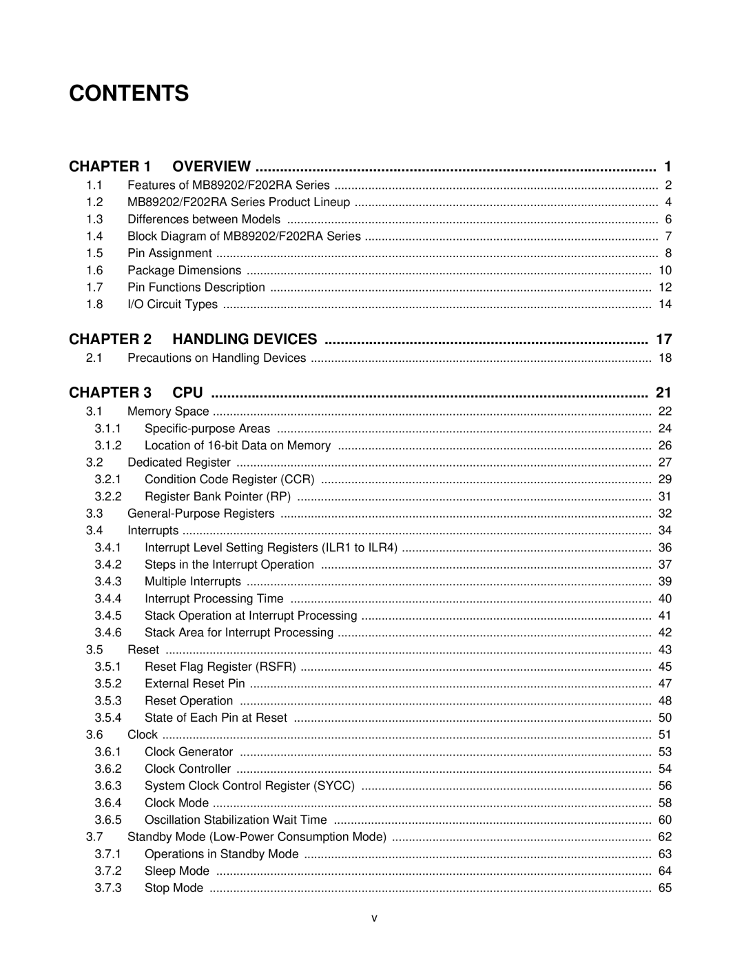 Fujitsu F202RA, MB89202 manual Contents 