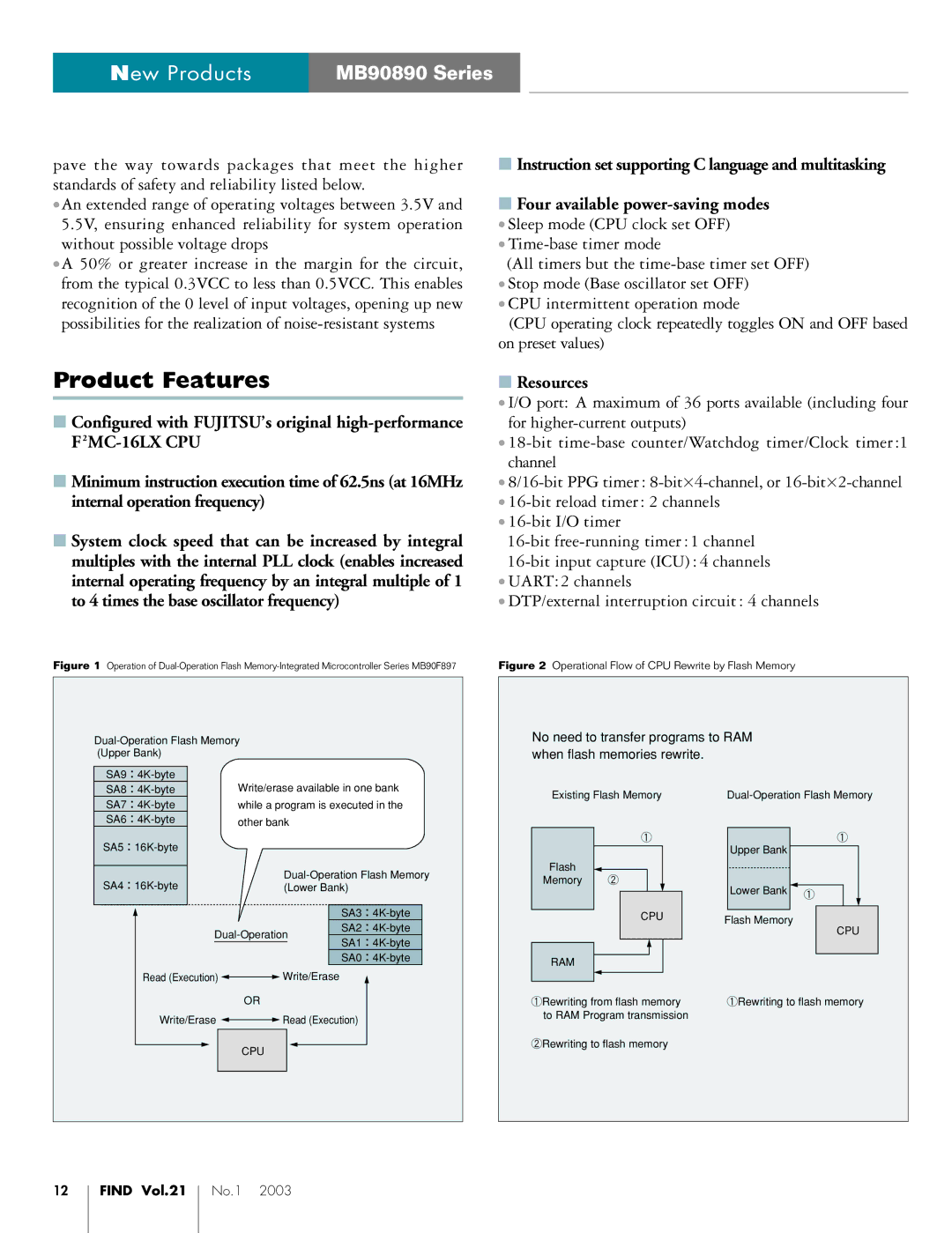 Fujitsu MB90890 manual Product Features, Resources, Cpu, Ram 