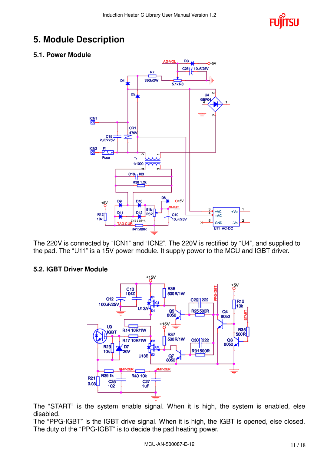 Fujitsu MB95F430 user manual Module Description, Power Module, Igbt Driver Module 