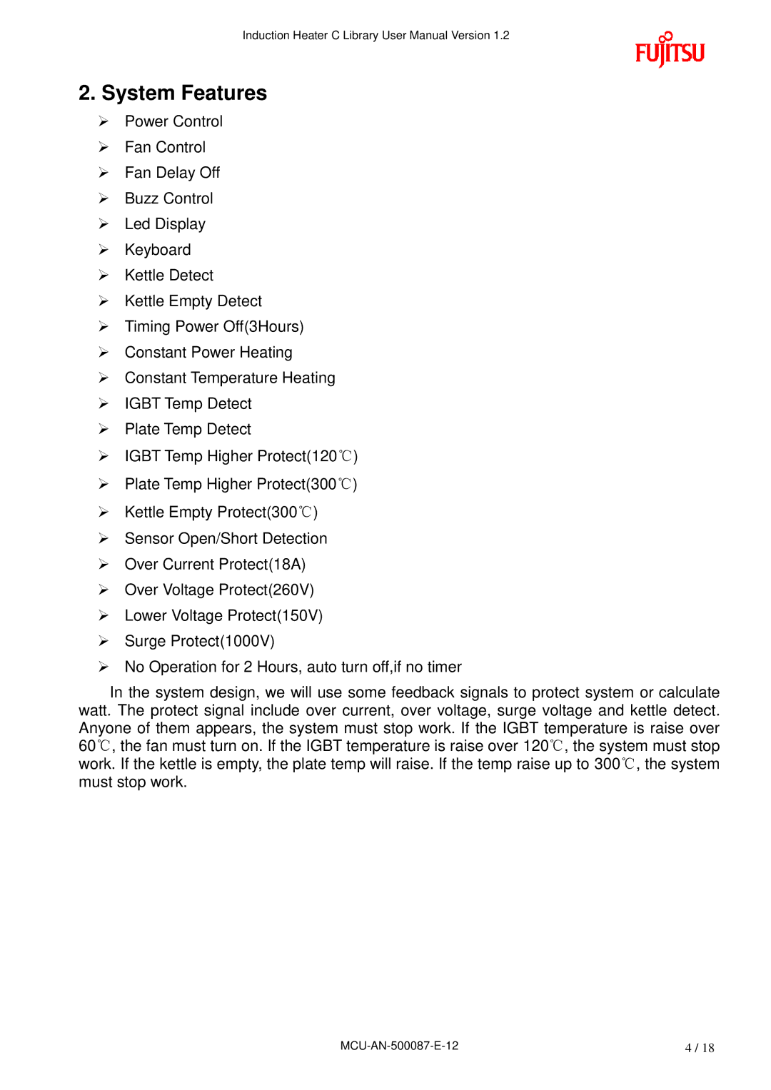 Fujitsu MB95F430 user manual System Features 