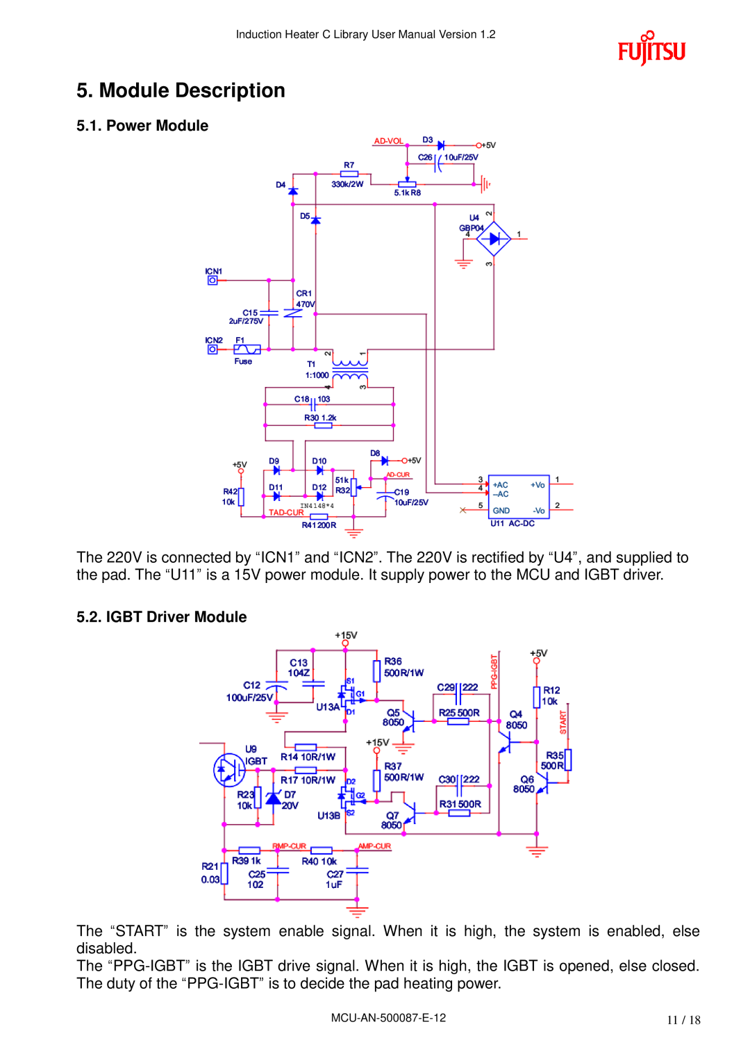 Fujitsu MB95F430 user manual Module Description, Power Module, IGBT Driver Module 