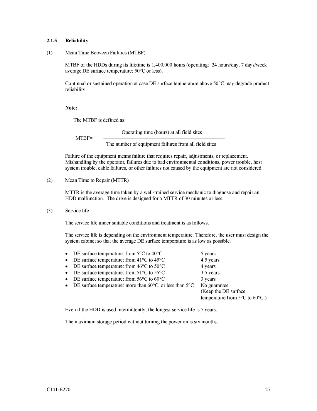 Fujitsu MBA3073NC, MBA3073NP, MBA3300NP, MBA3147NC, MBA3300NC, MBA3147NP manual Reliability, Mtbf= 