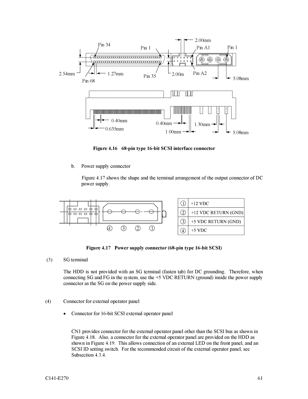 Fujitsu MBA3147NP, MBA3073NP, MBA3073NC, MBA3300NP, MBA3147NC, MBA3300NC manual 16 68-pin type 16-bit Scsi interface connector 