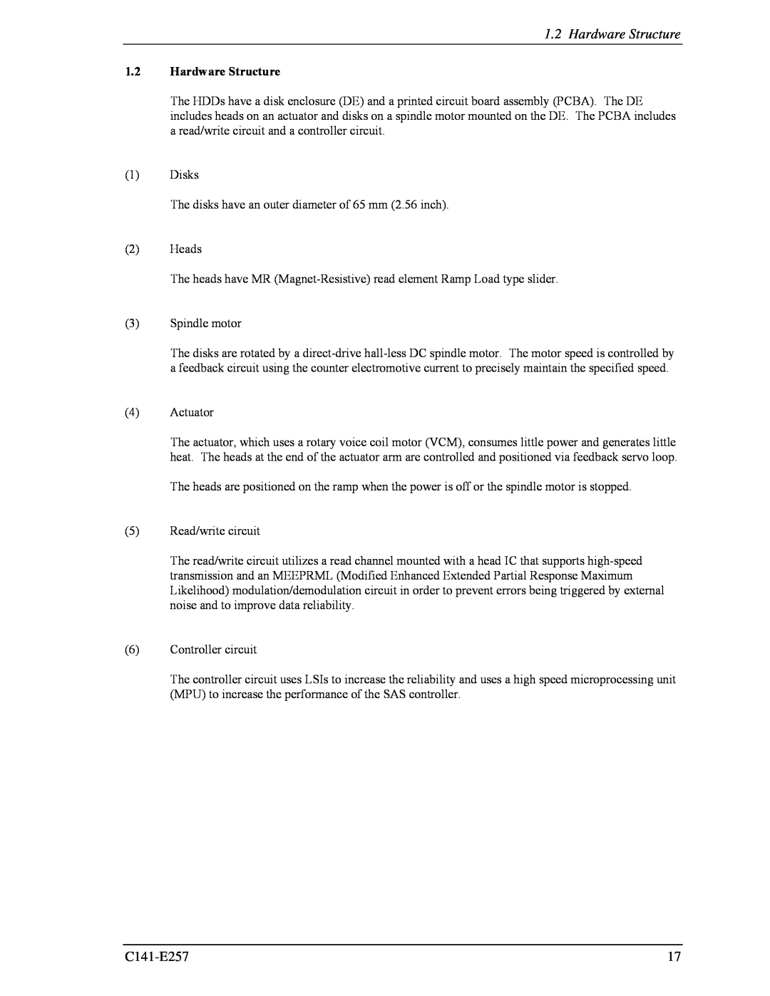 Fujitsu MBB2073RC, MBB2147RC manual Hardware Structure 