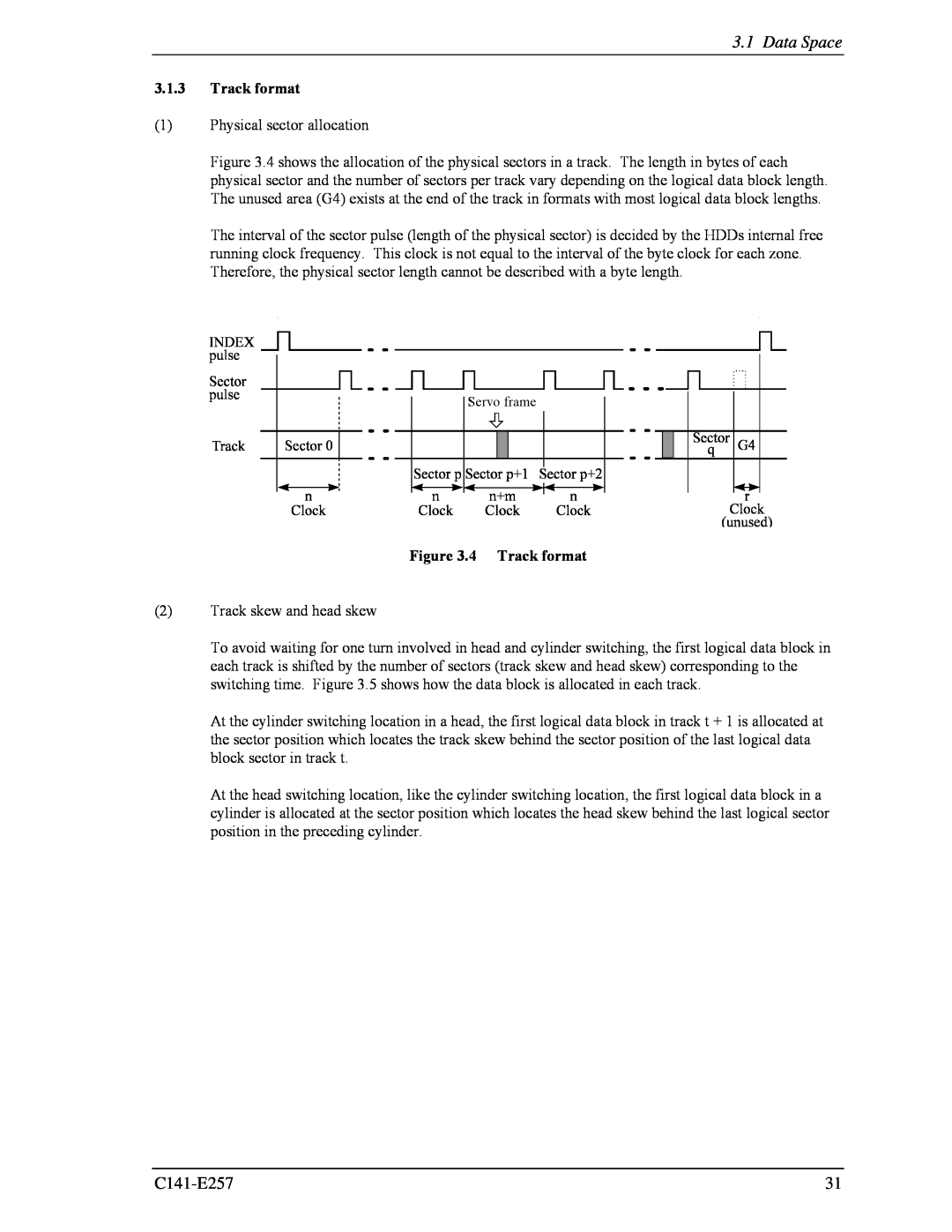Fujitsu MBB2073RC, MBB2147RC manual Data Space, 4 Track format 