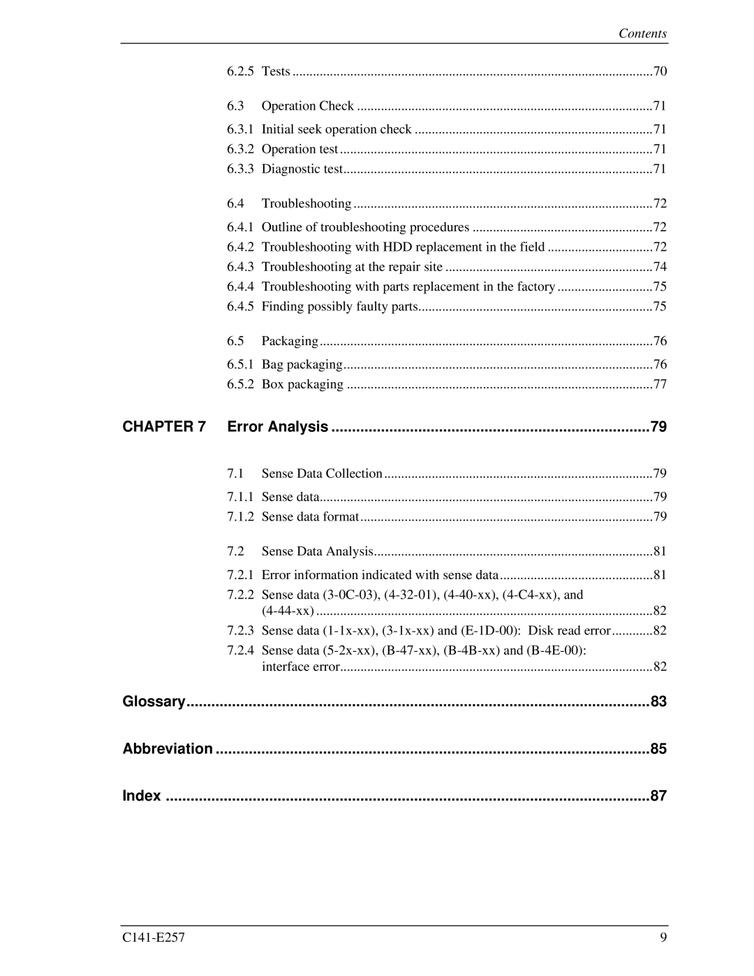 Fujitsu MBB2073RC, MBB2147RC manual Error Analysis 