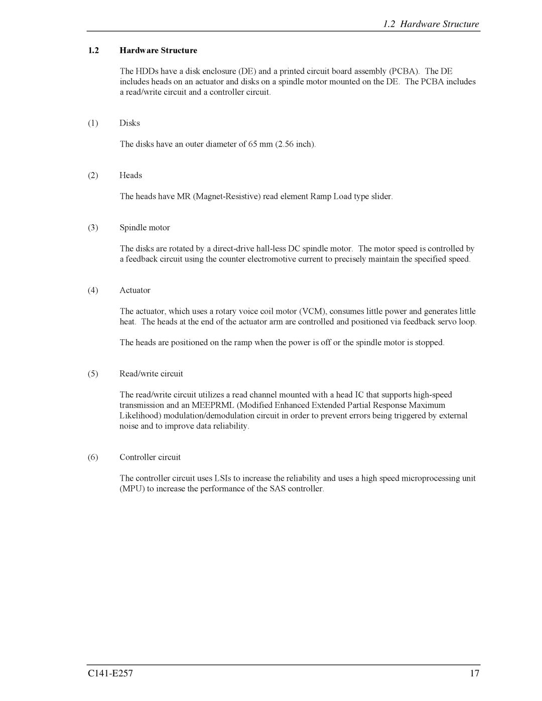 Fujitsu MBB2073RC, MBB2147RC manual Hardware Structure 