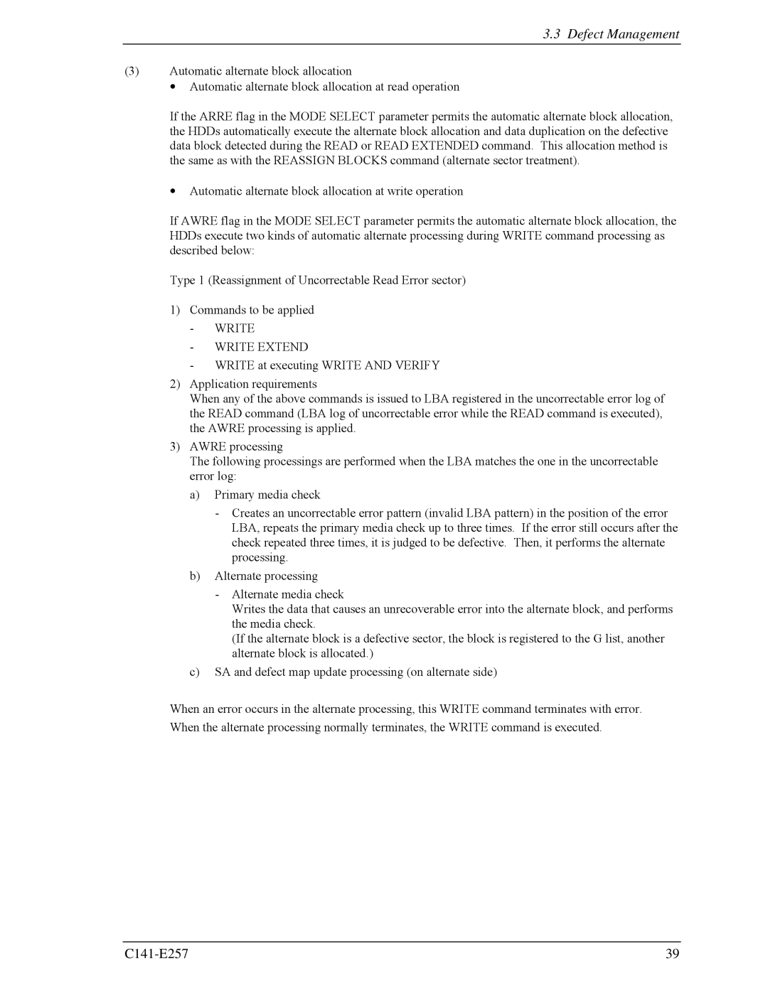 Fujitsu MBB2073RC, MBB2147RC manual Write Write Extend 